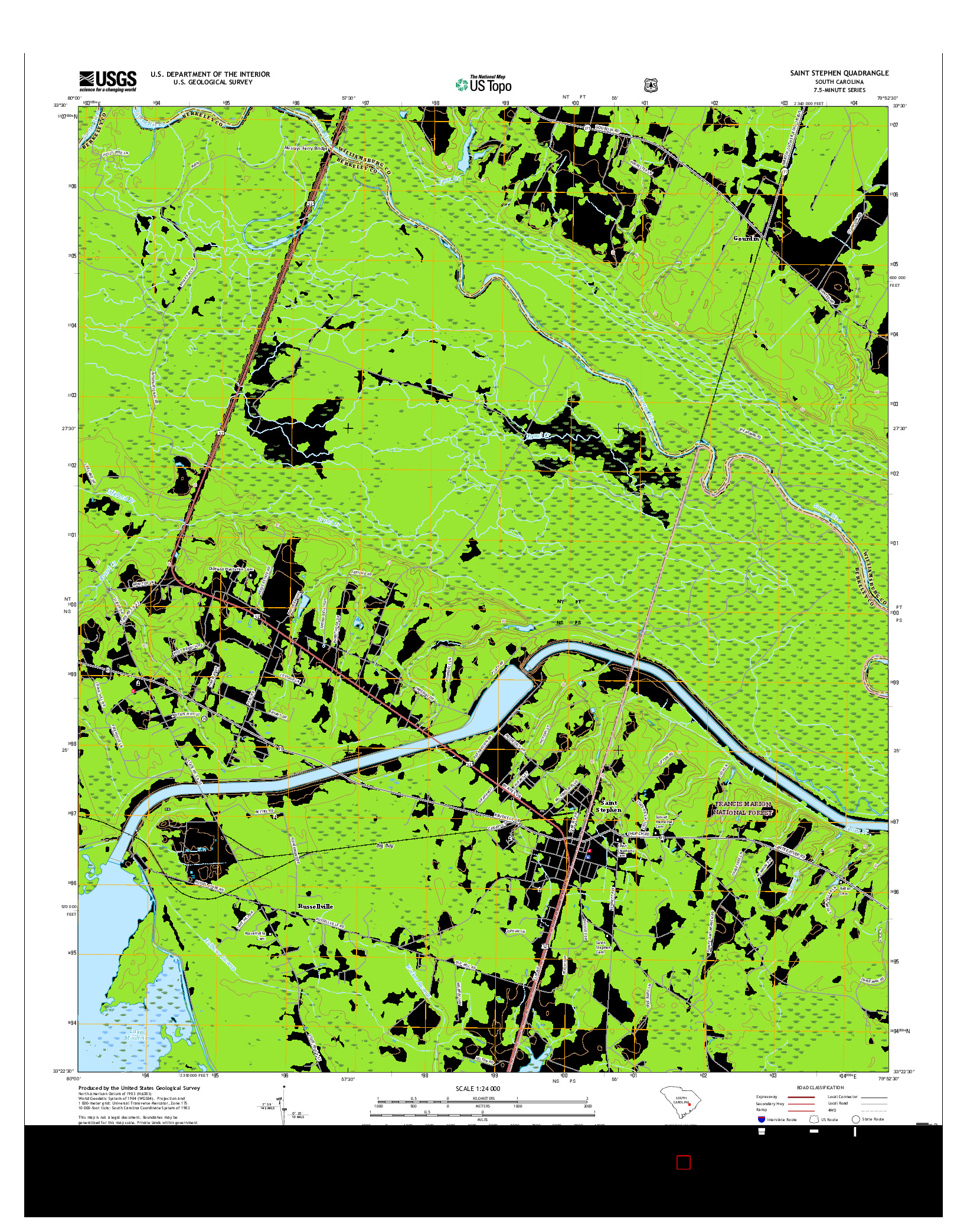 USGS US TOPO 7.5-MINUTE MAP FOR SAINT STEPHEN, SC 2017