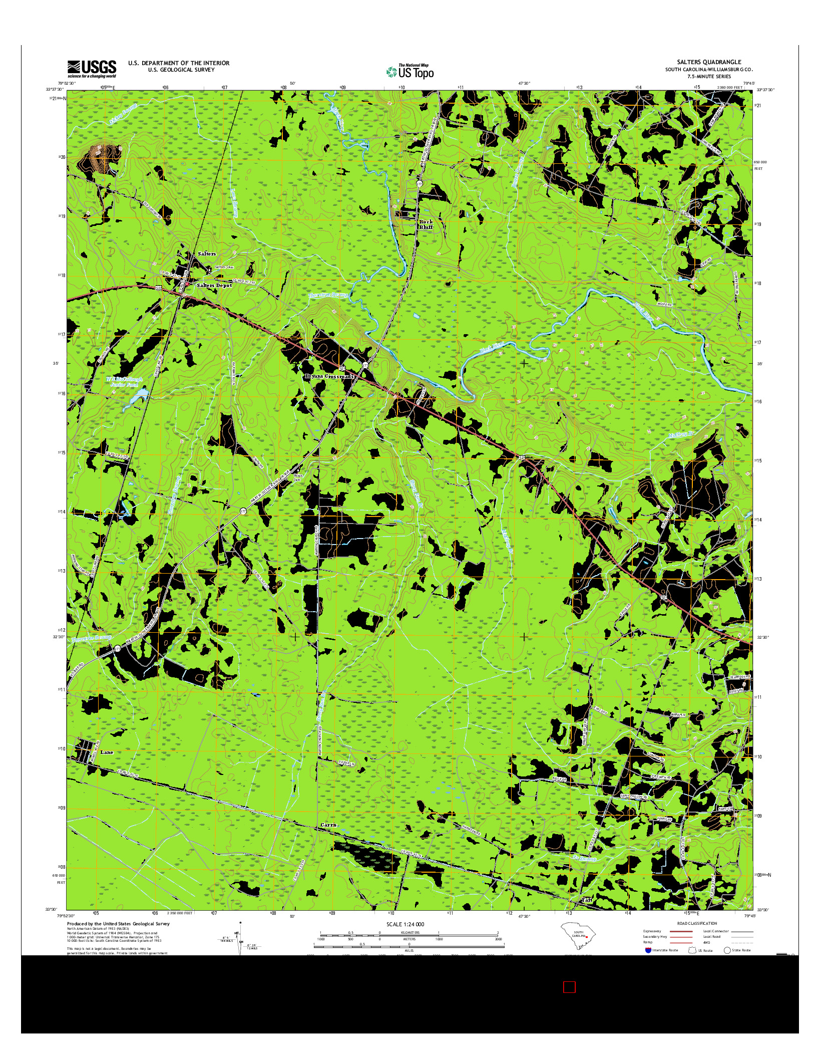 USGS US TOPO 7.5-MINUTE MAP FOR SALTERS, SC 2017