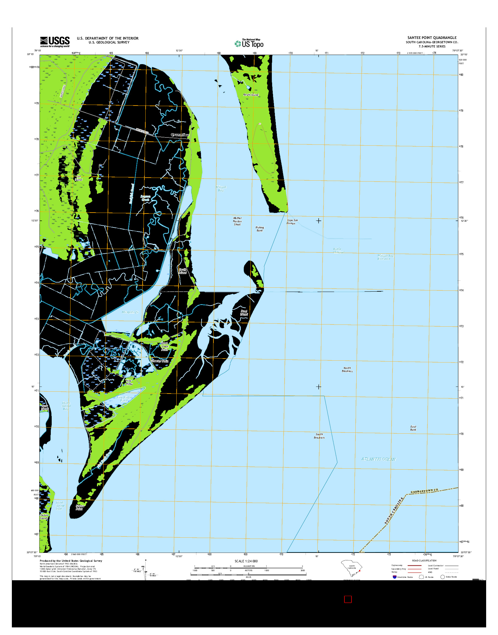 USGS US TOPO 7.5-MINUTE MAP FOR SANTEE POINT, SC 2017