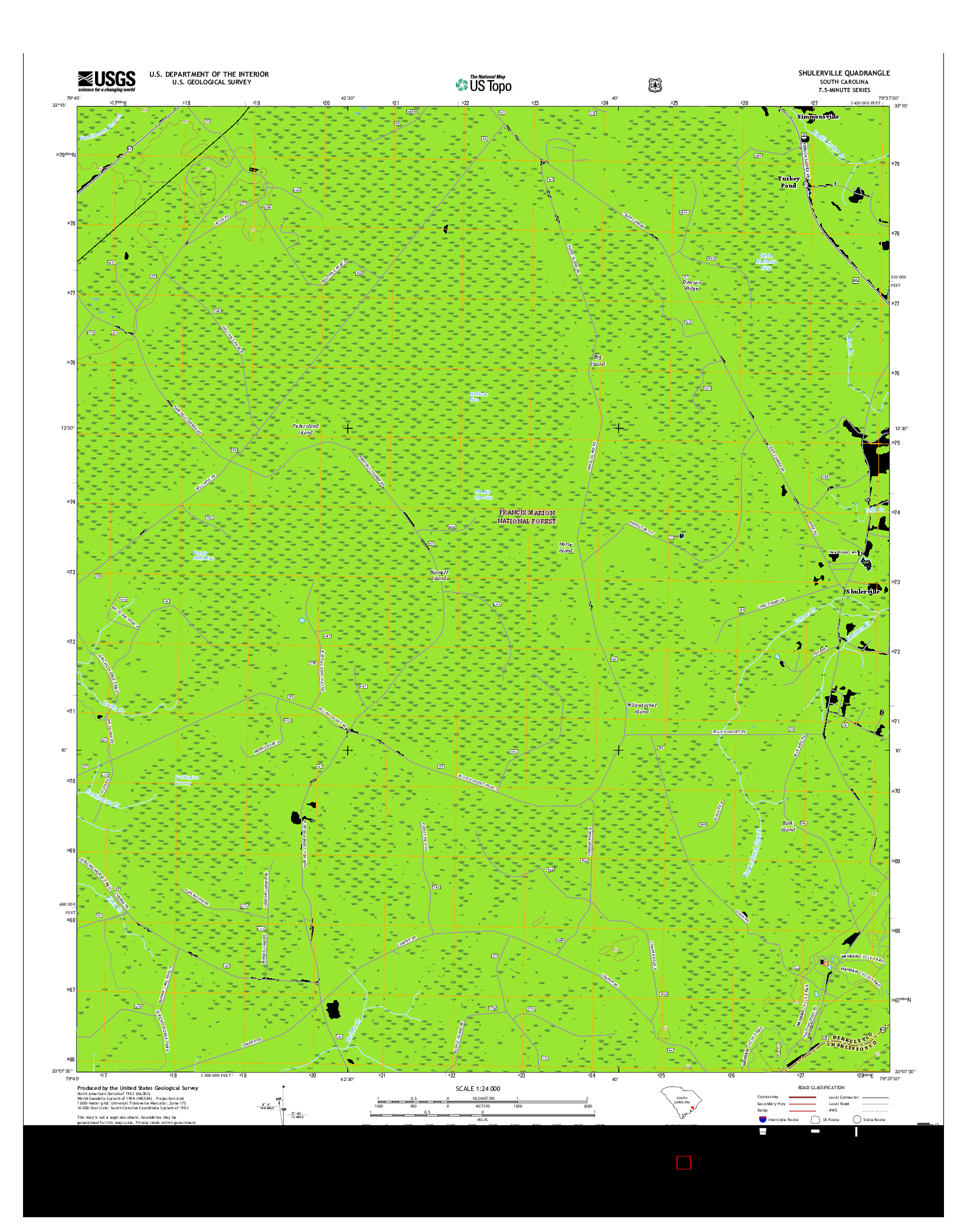 USGS US TOPO 7.5-MINUTE MAP FOR SHULERVILLE, SC 2017