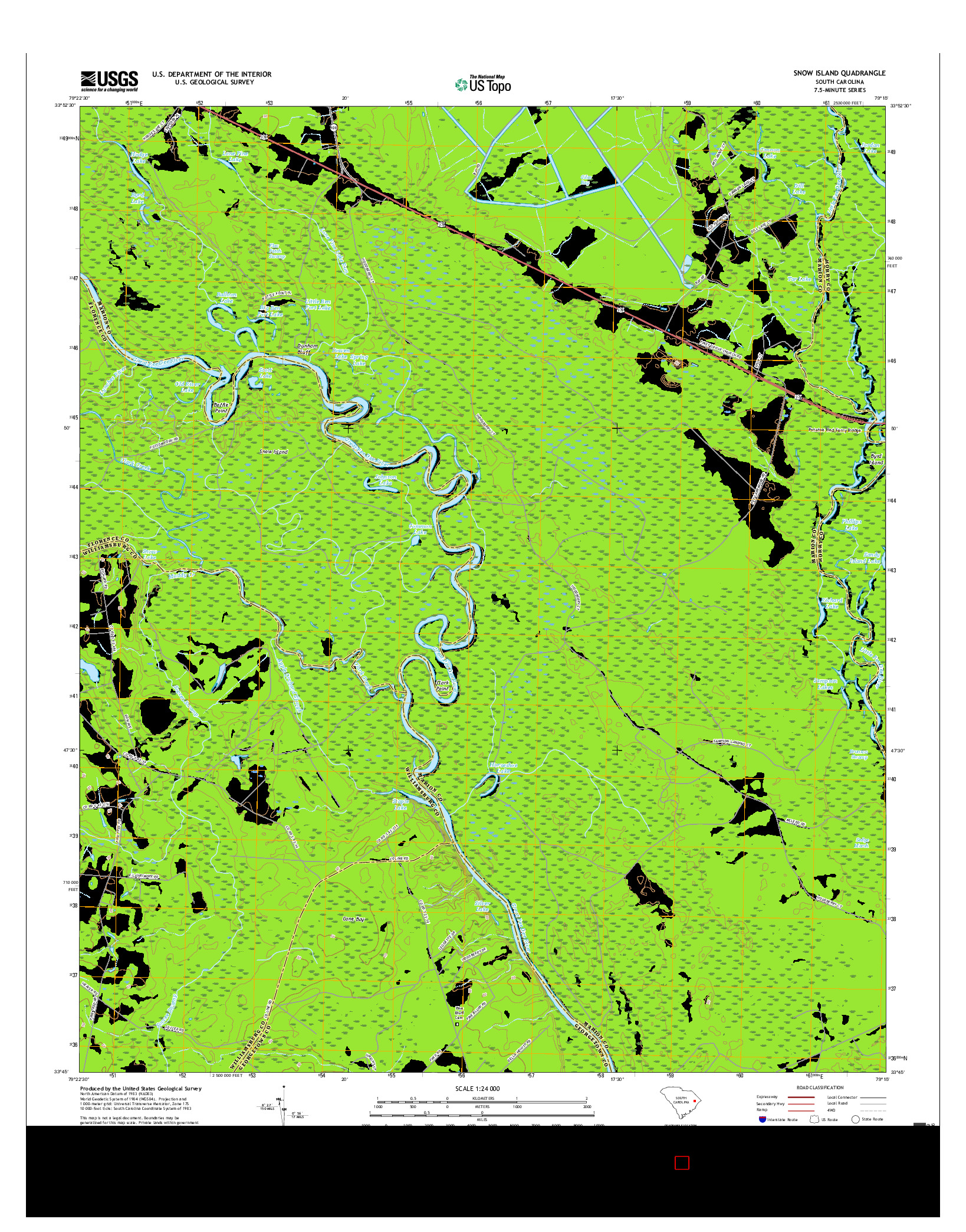 USGS US TOPO 7.5-MINUTE MAP FOR SNOW ISLAND, SC 2017