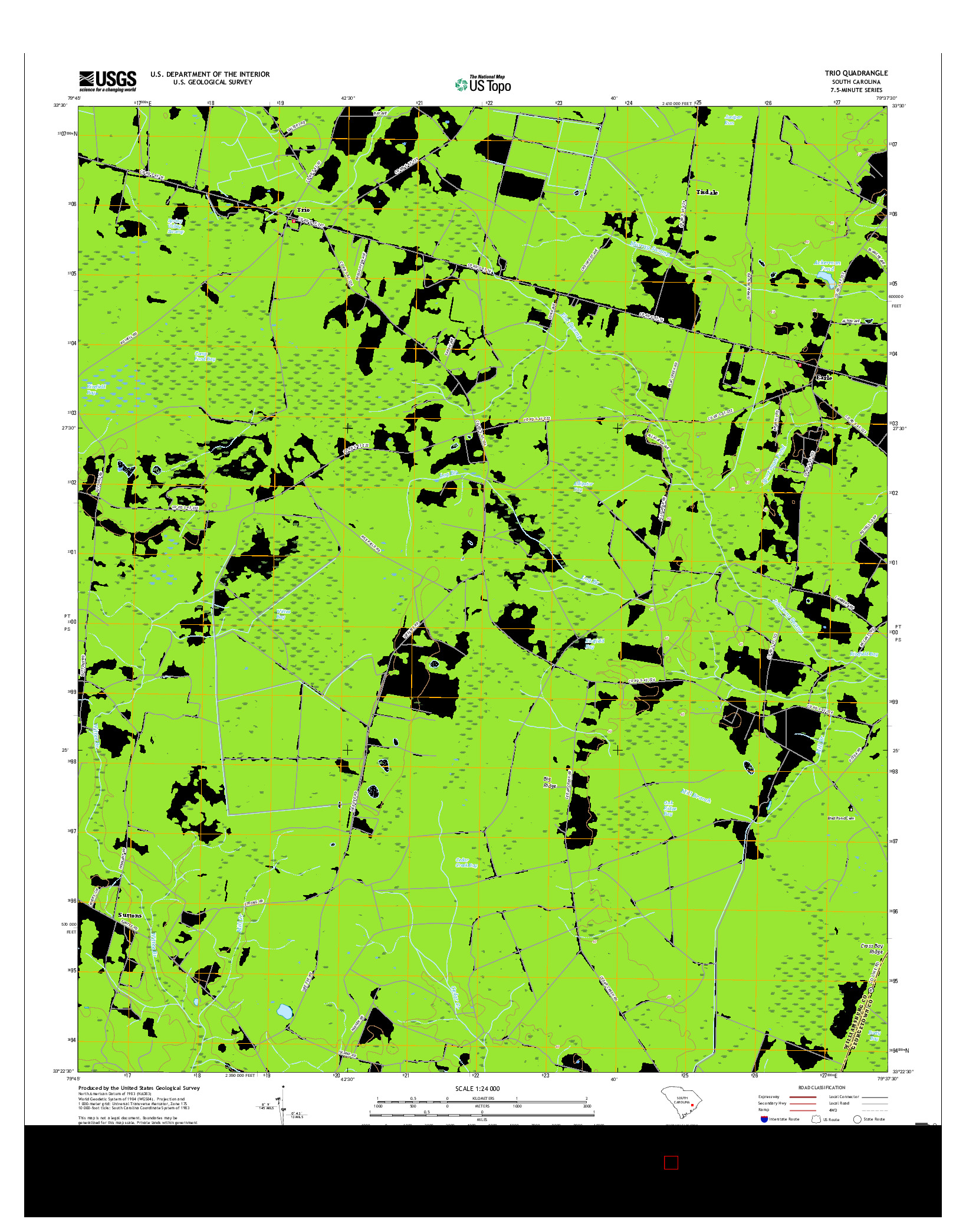 USGS US TOPO 7.5-MINUTE MAP FOR TRIO, SC 2017