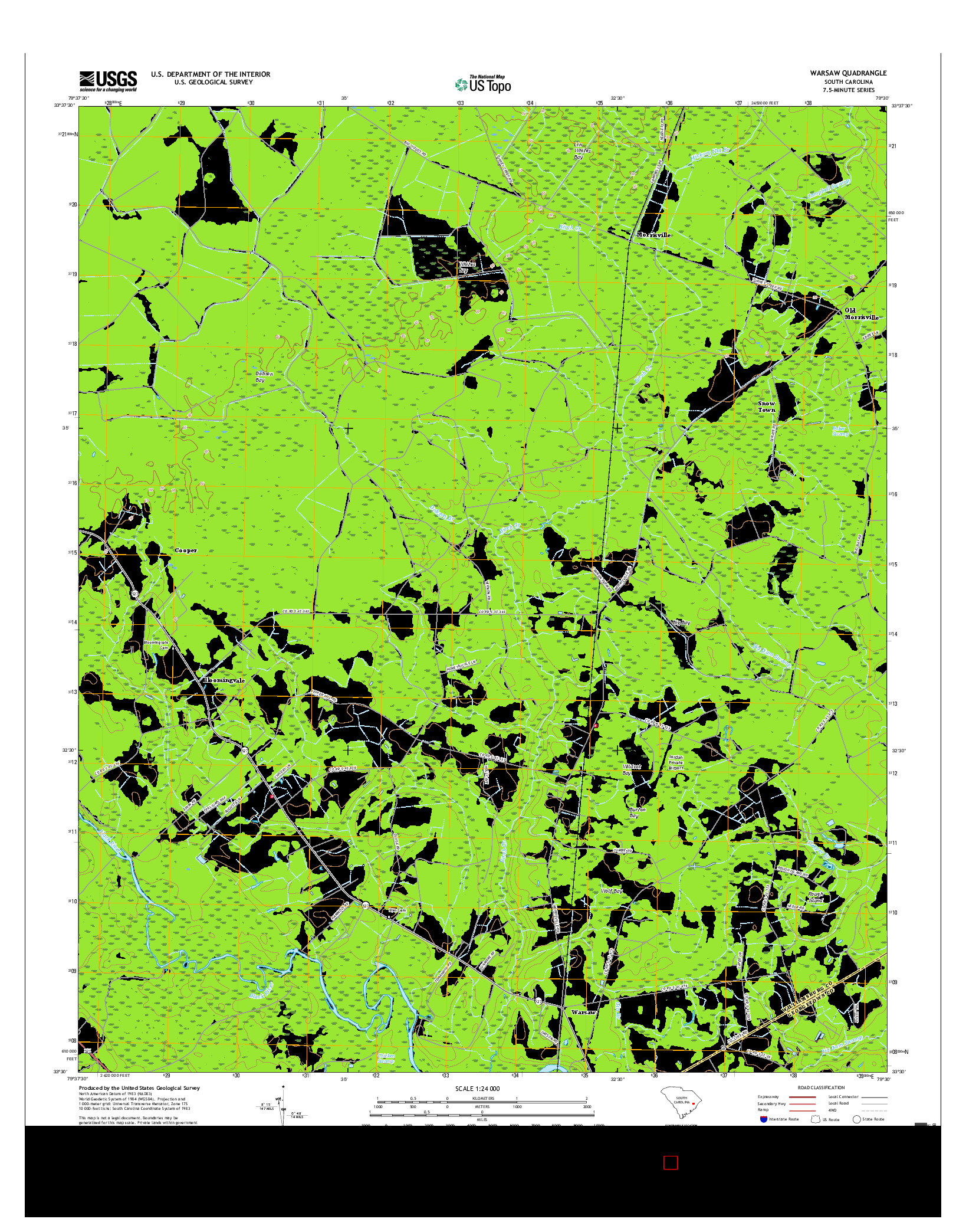 USGS US TOPO 7.5-MINUTE MAP FOR WARSAW, SC 2017