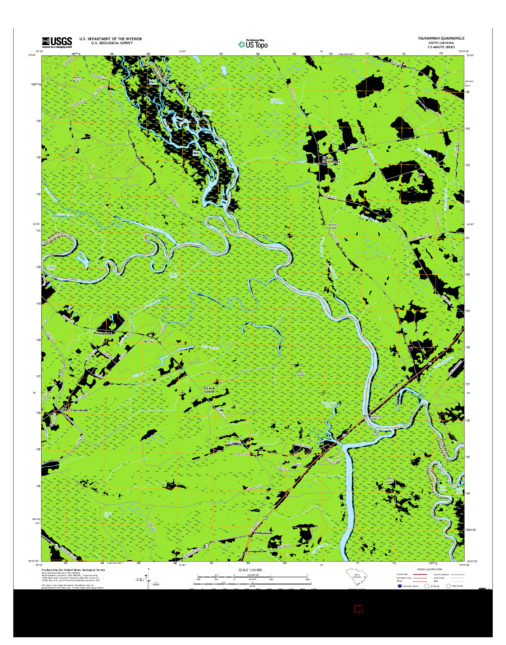 USGS US TOPO 7.5-MINUTE MAP FOR YAUHANNAH, SC 2017