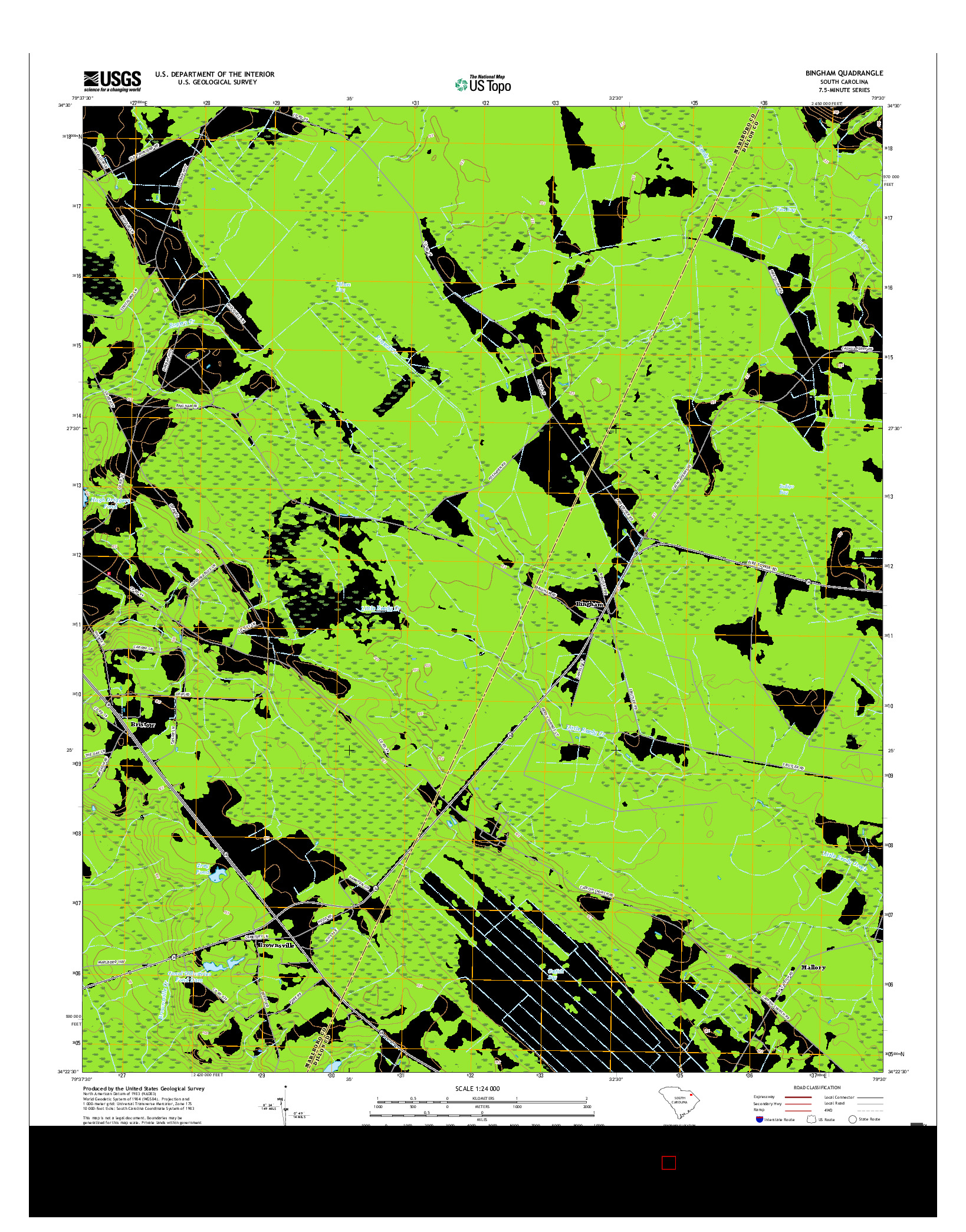 USGS US TOPO 7.5-MINUTE MAP FOR BINGHAM, SC 2017