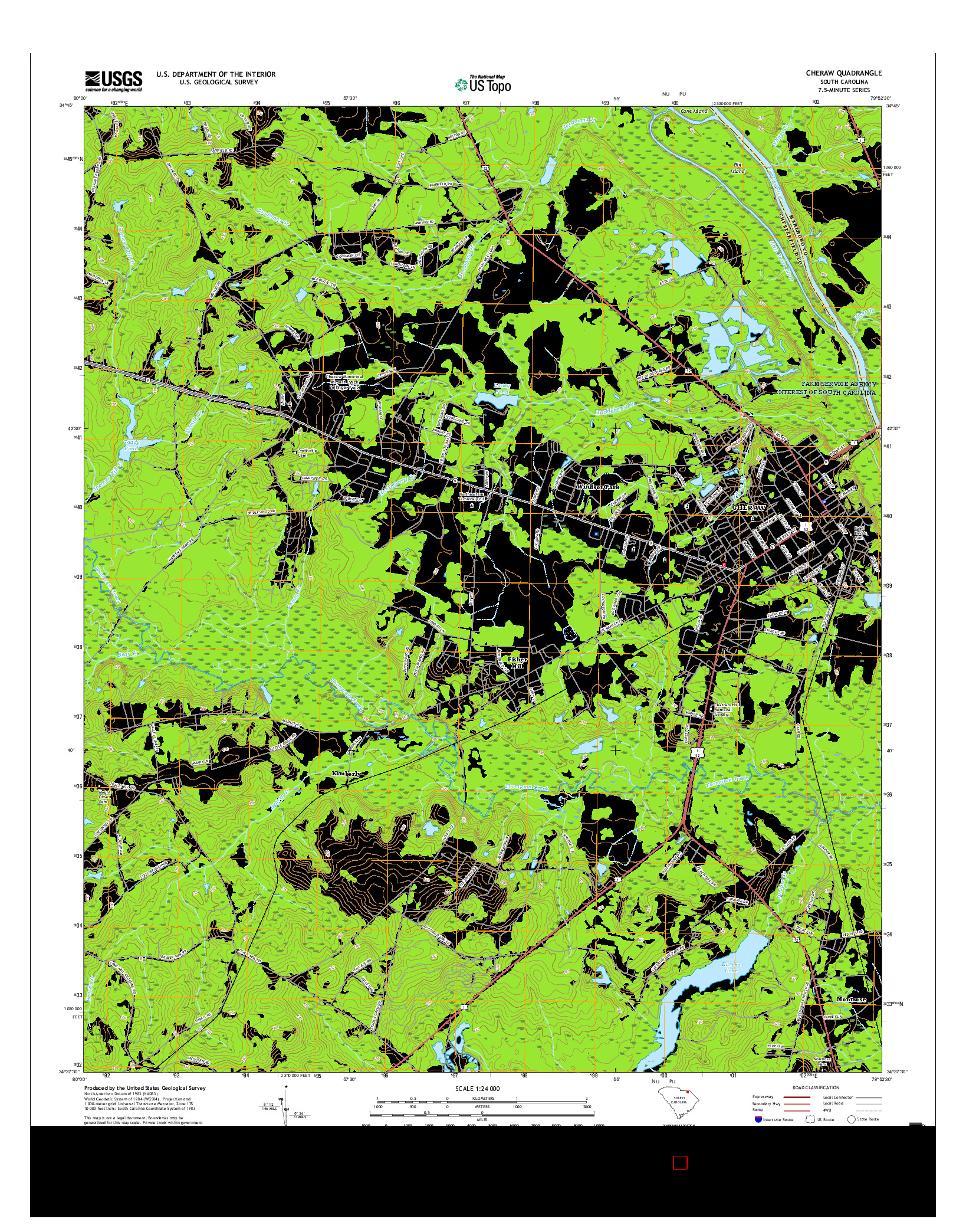 USGS US TOPO 7.5-MINUTE MAP FOR CHERAW, SC 2017