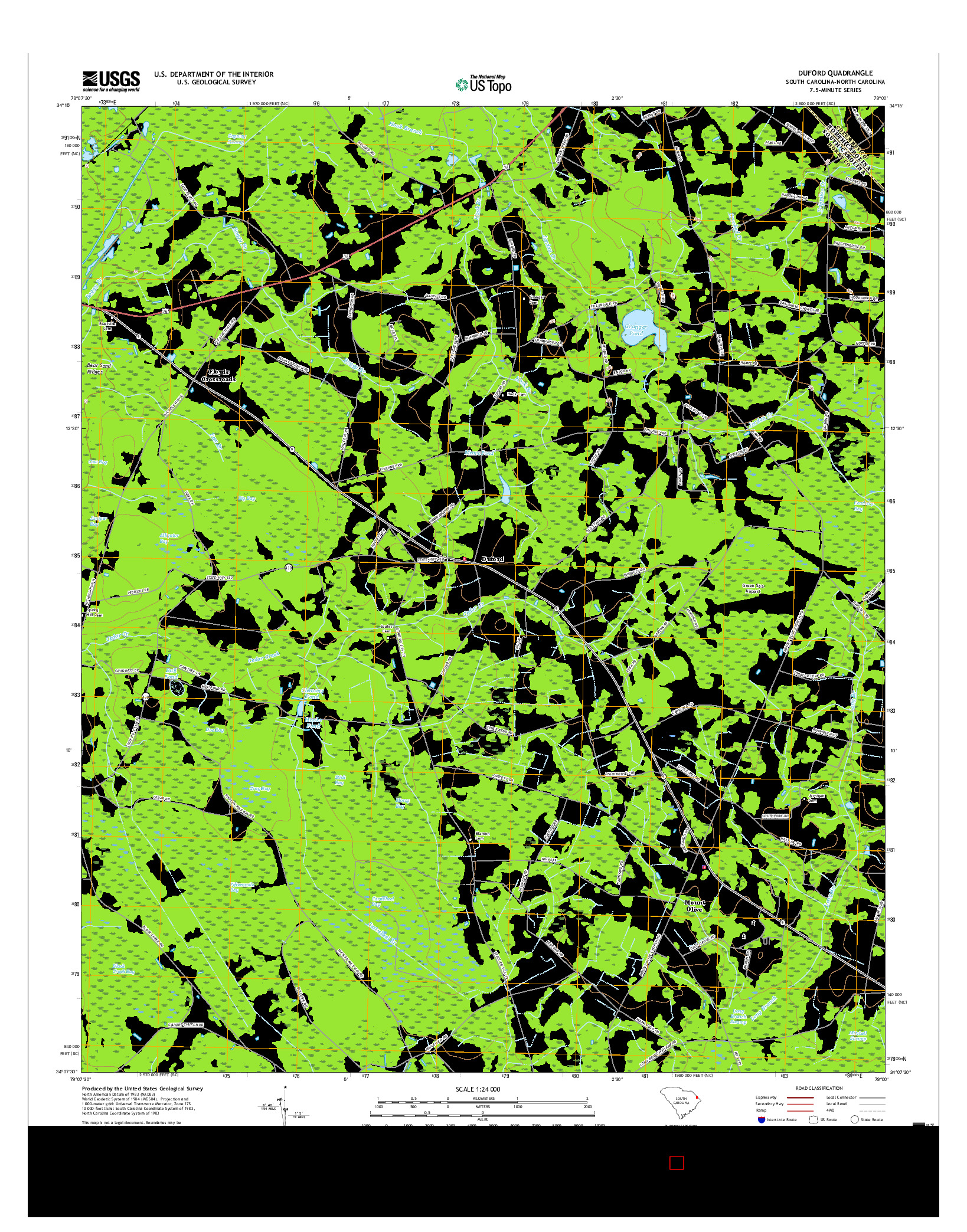 USGS US TOPO 7.5-MINUTE MAP FOR DUFORD, SC-NC 2017