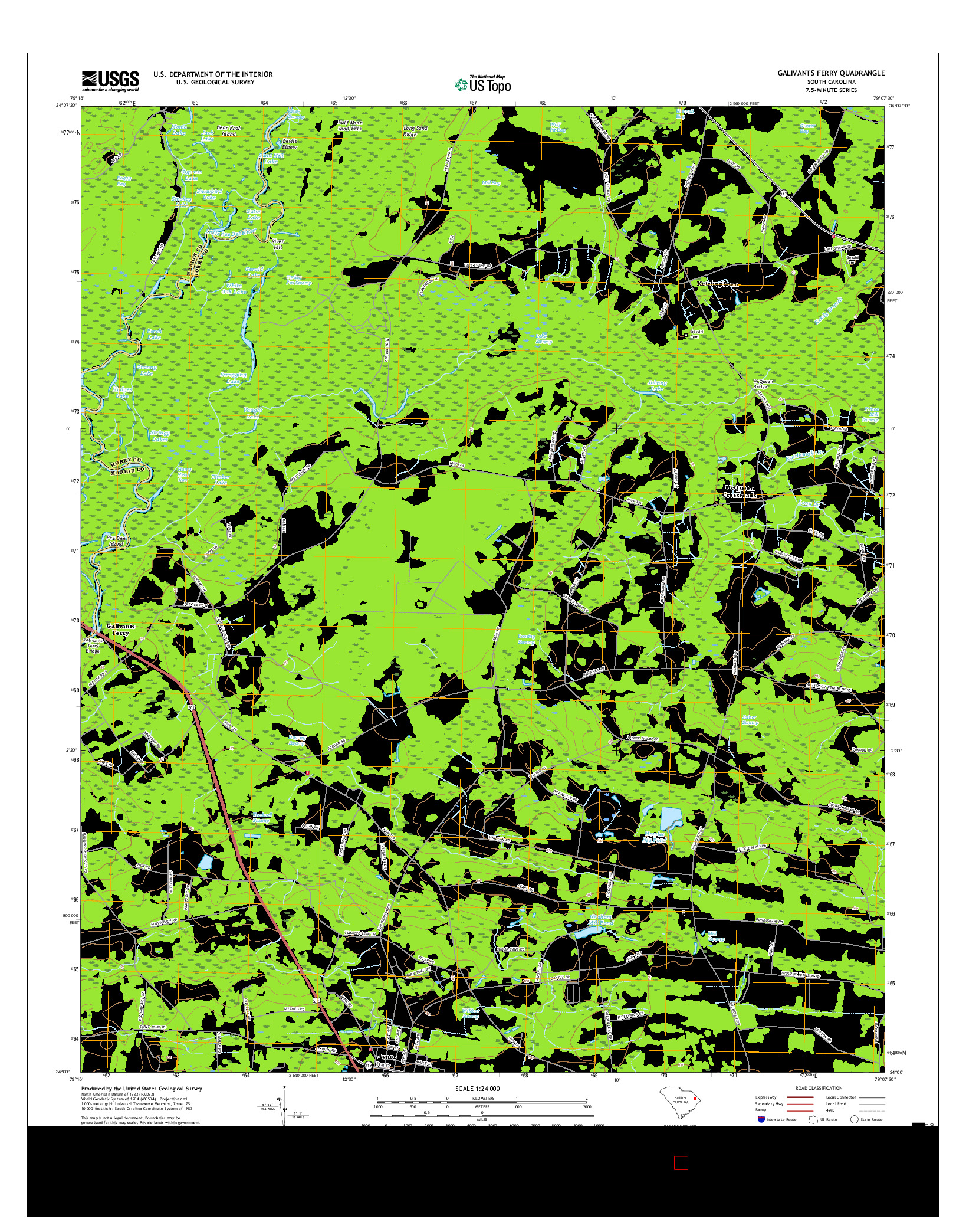 USGS US TOPO 7.5-MINUTE MAP FOR GALIVANTS FERRY, SC 2017