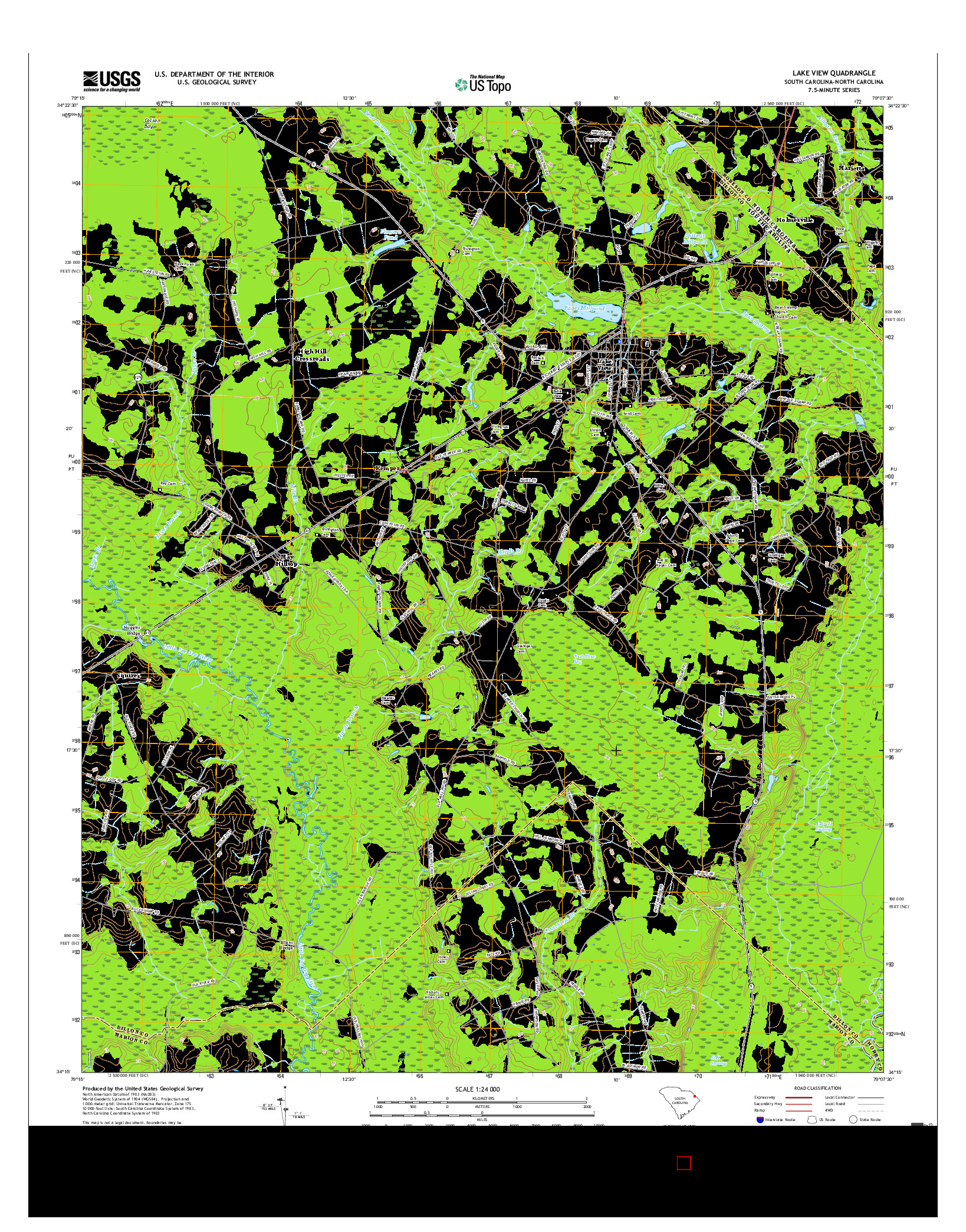 USGS US TOPO 7.5-MINUTE MAP FOR LAKE VIEW, SC-NC 2017