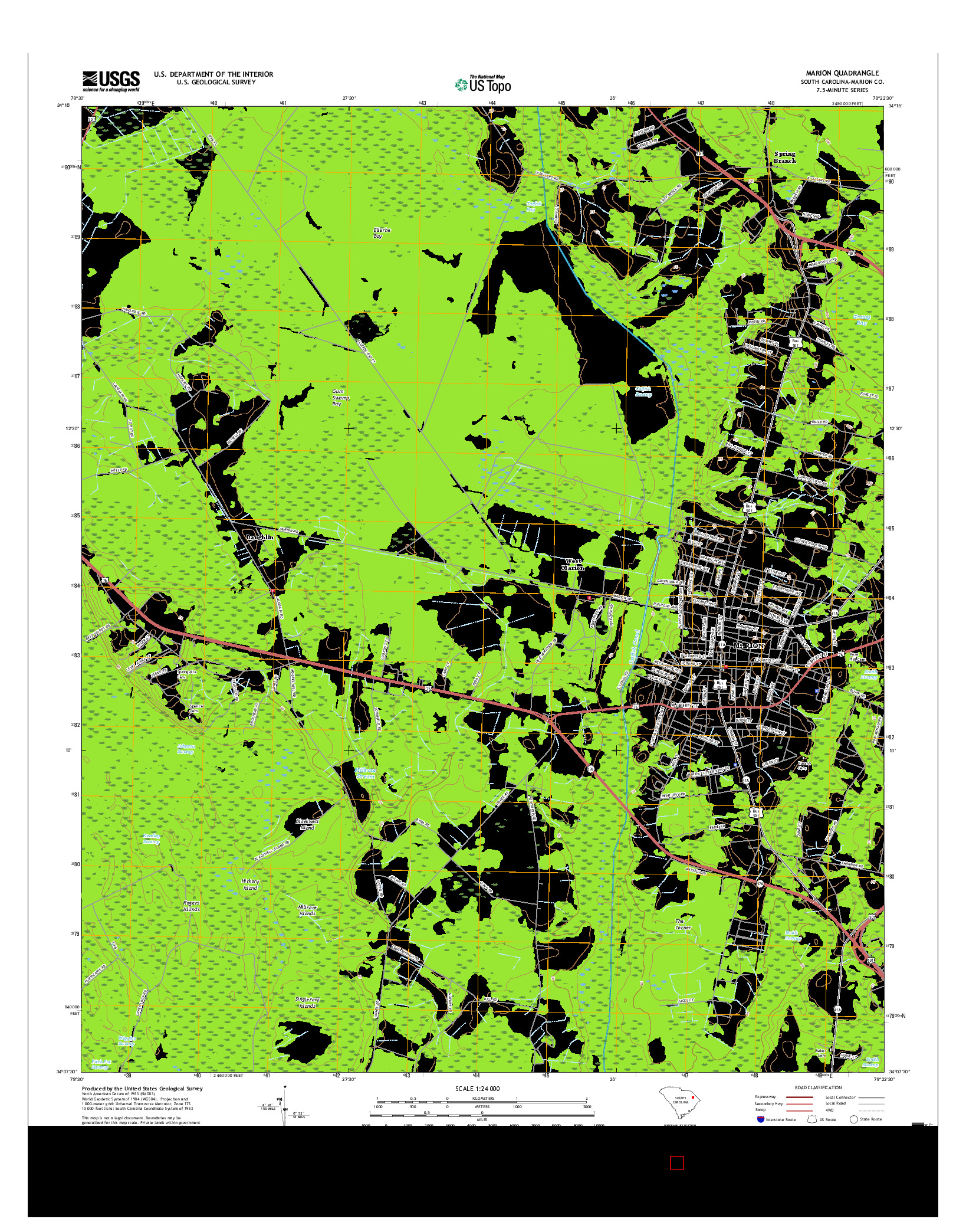 USGS US TOPO 7.5-MINUTE MAP FOR MARION, SC 2017