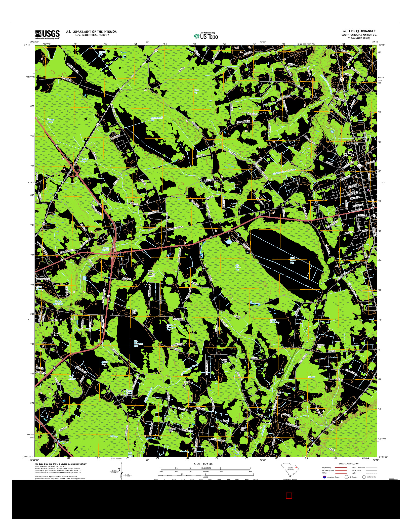 USGS US TOPO 7.5-MINUTE MAP FOR MULLINS, SC 2017