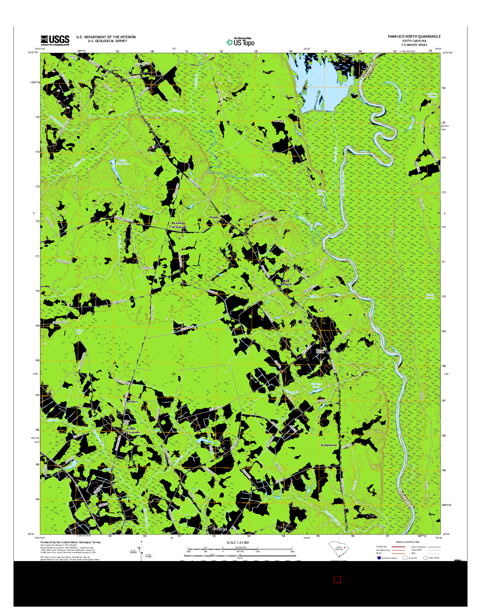 USGS US TOPO 7.5-MINUTE MAP FOR PAMPLICO NORTH, SC 2017