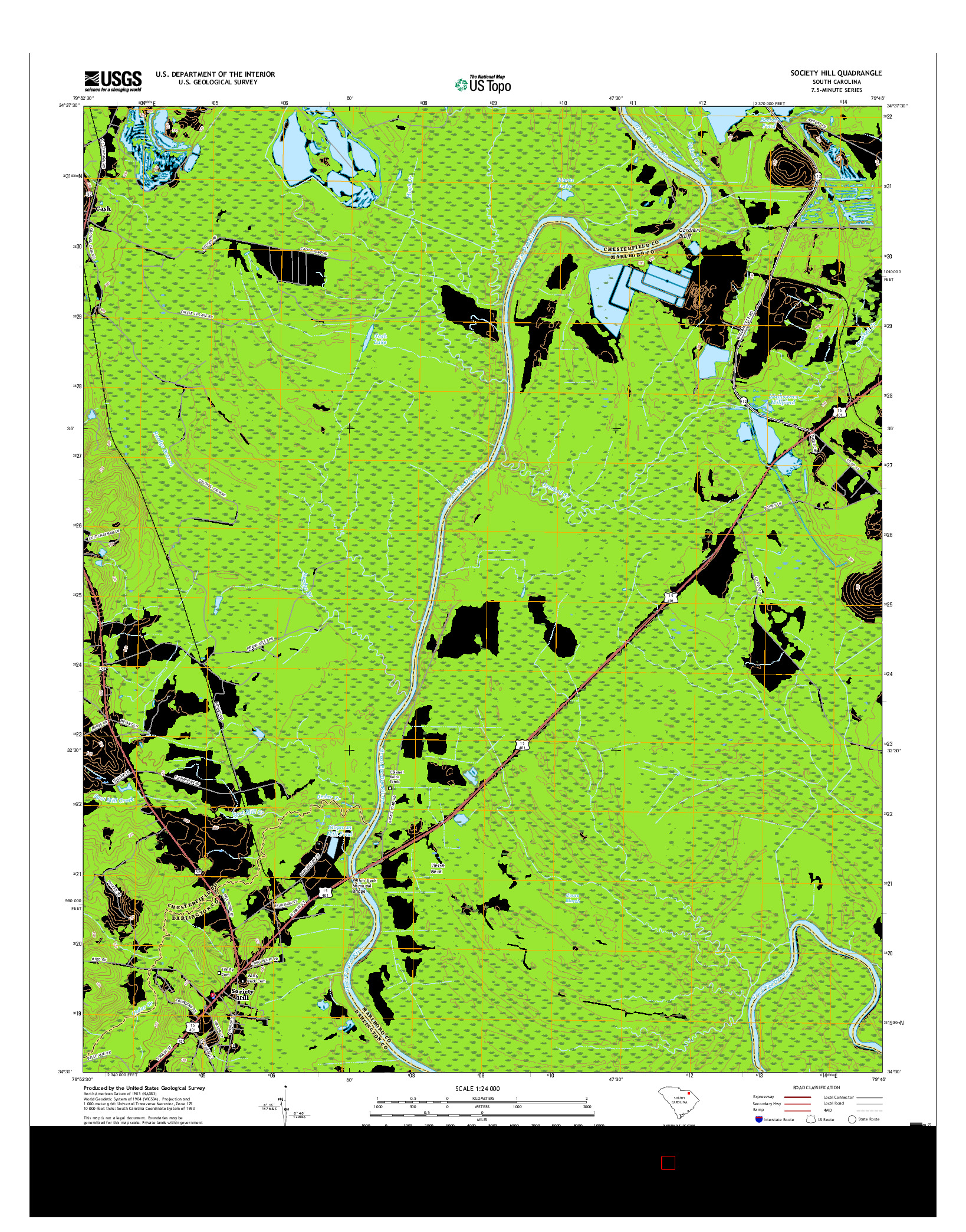 USGS US TOPO 7.5-MINUTE MAP FOR SOCIETY HILL, SC 2017