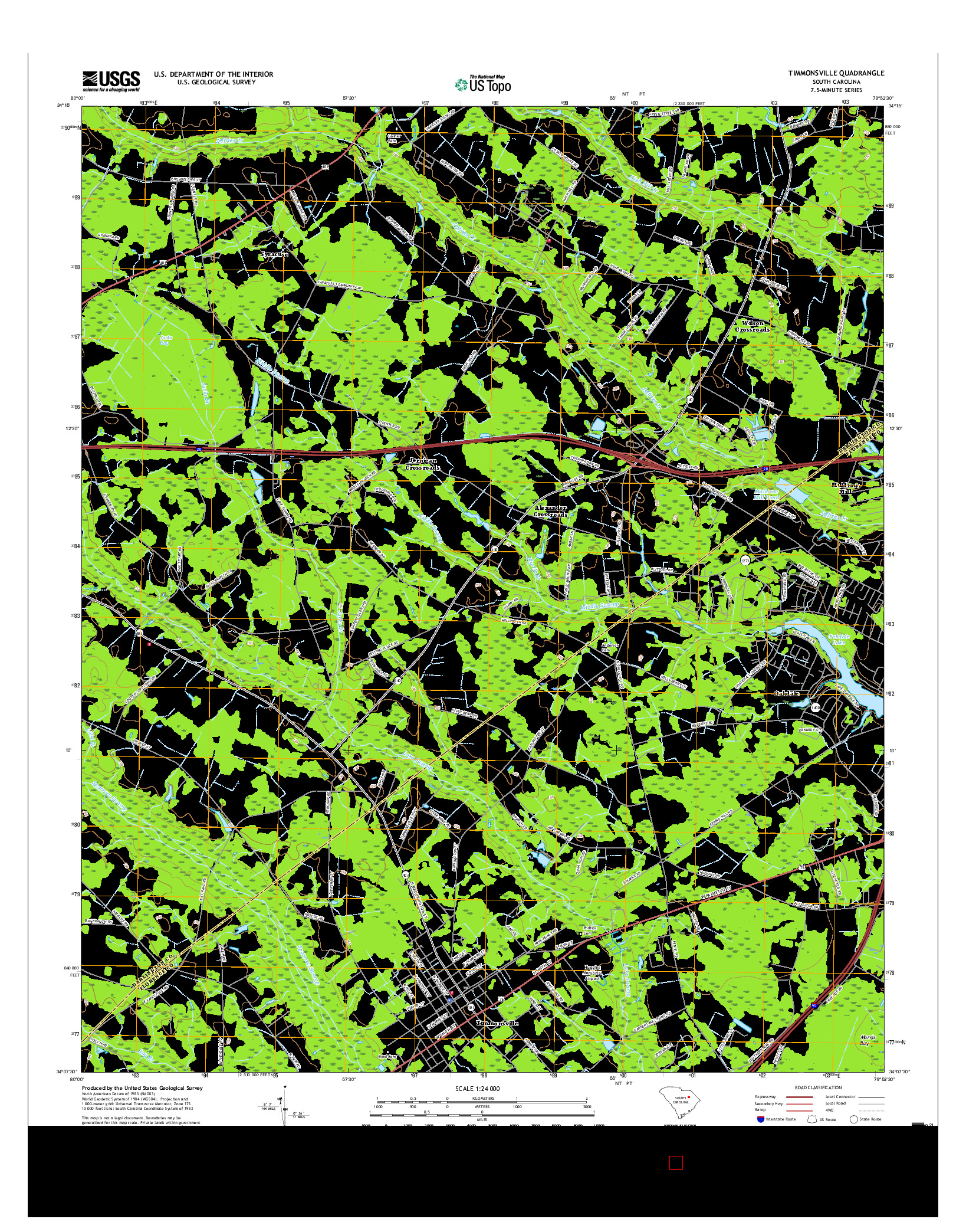 USGS US TOPO 7.5-MINUTE MAP FOR TIMMONSVILLE, SC 2017