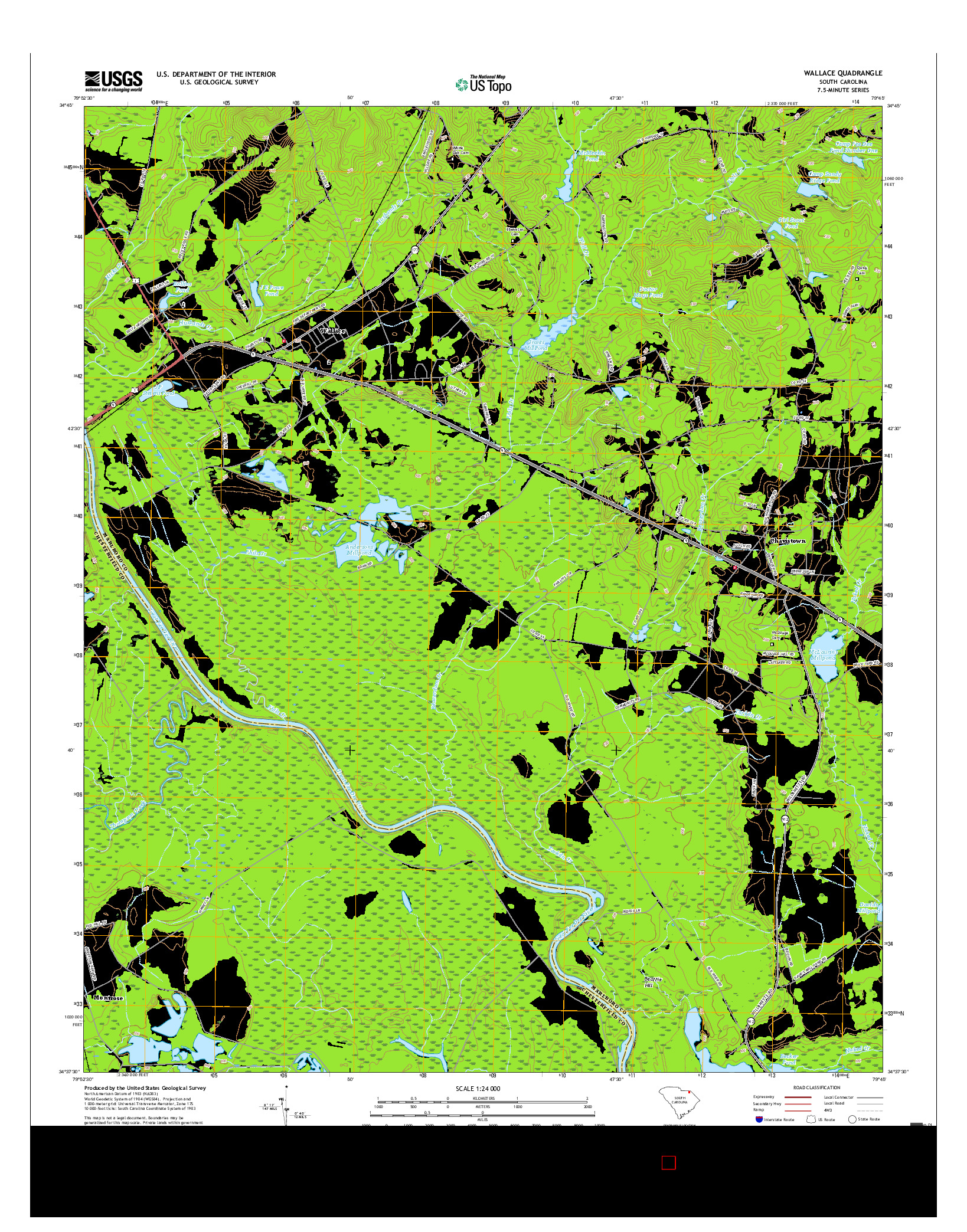 USGS US TOPO 7.5-MINUTE MAP FOR WALLACE, SC 2017