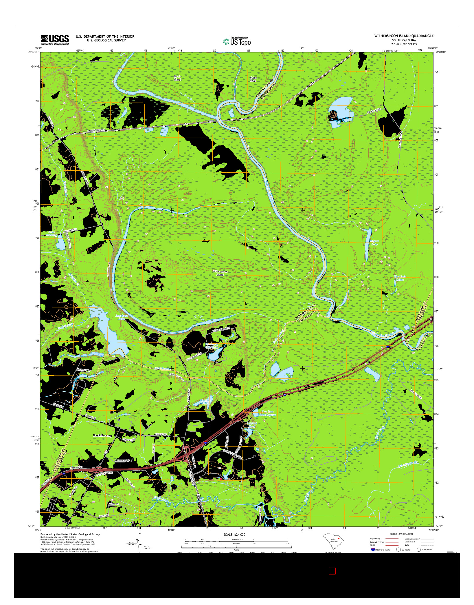 USGS US TOPO 7.5-MINUTE MAP FOR WITHERSPOON ISLAND, SC 2017