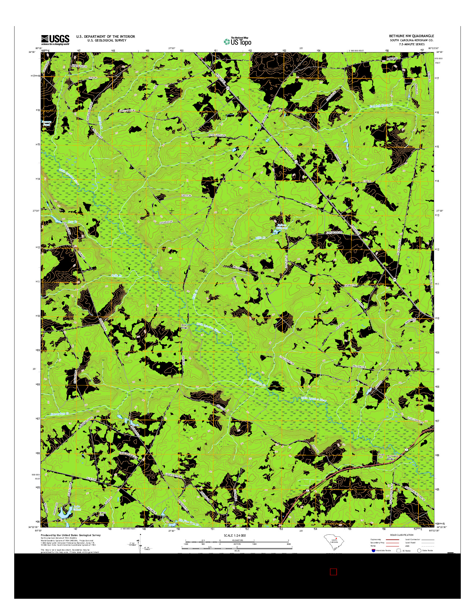 USGS US TOPO 7.5-MINUTE MAP FOR BETHUNE NW, SC 2017