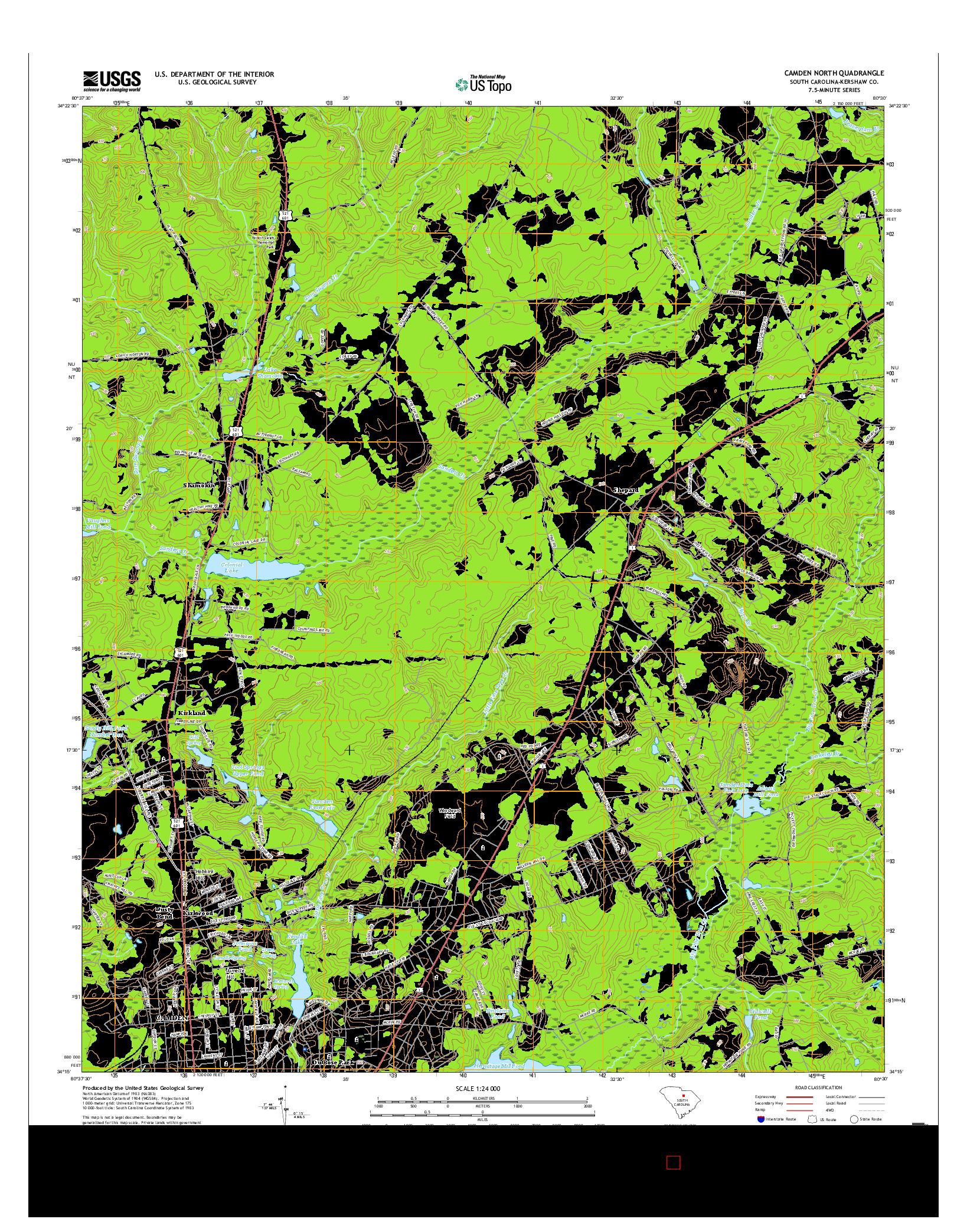 USGS US TOPO 7.5-MINUTE MAP FOR CAMDEN NORTH, SC 2017