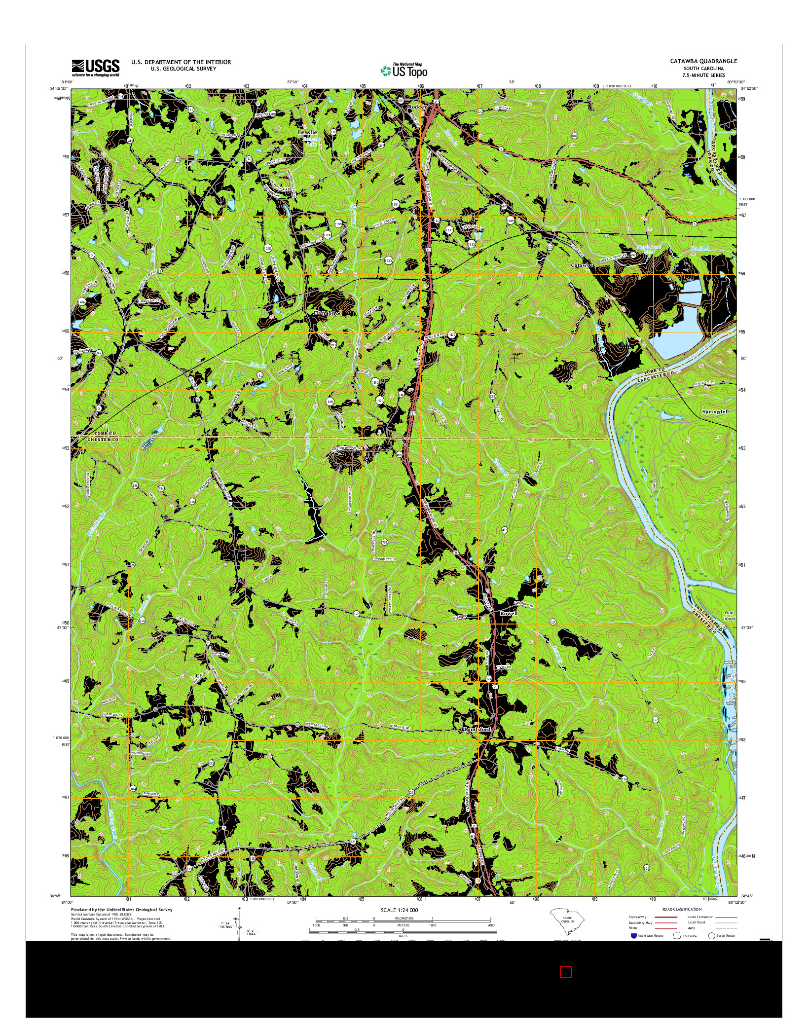 USGS US TOPO 7.5-MINUTE MAP FOR CATAWBA, SC 2017