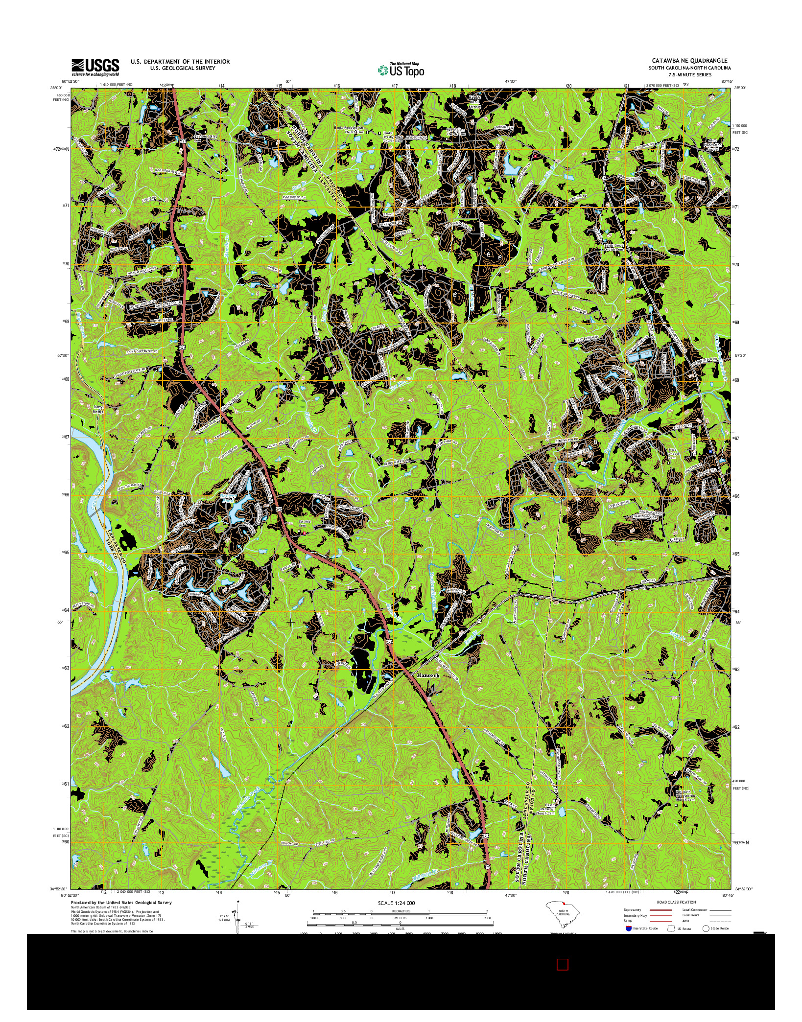 USGS US TOPO 7.5-MINUTE MAP FOR CATAWBA NE, SC-NC 2017