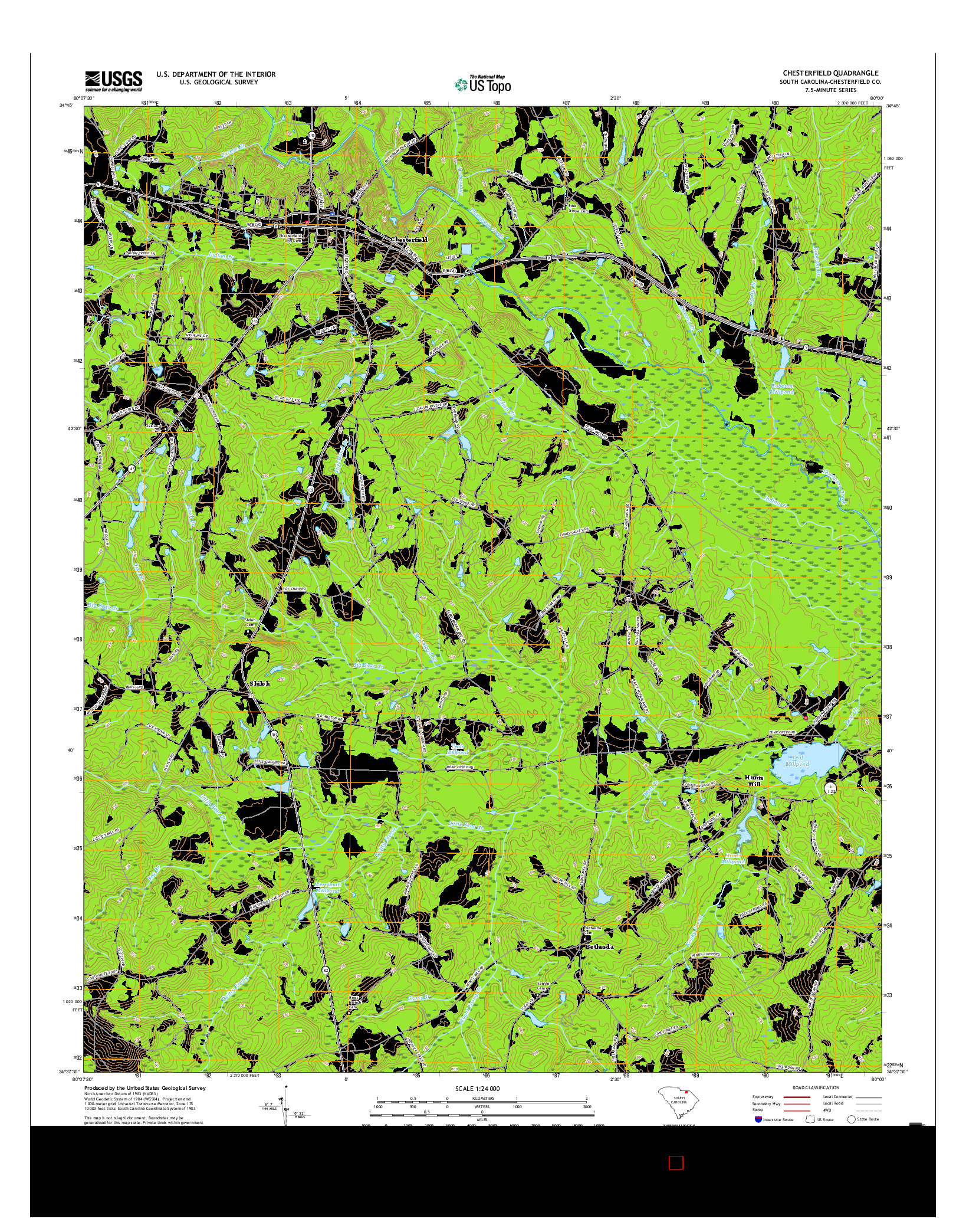 USGS US TOPO 7.5-MINUTE MAP FOR CHESTERFIELD, SC 2017