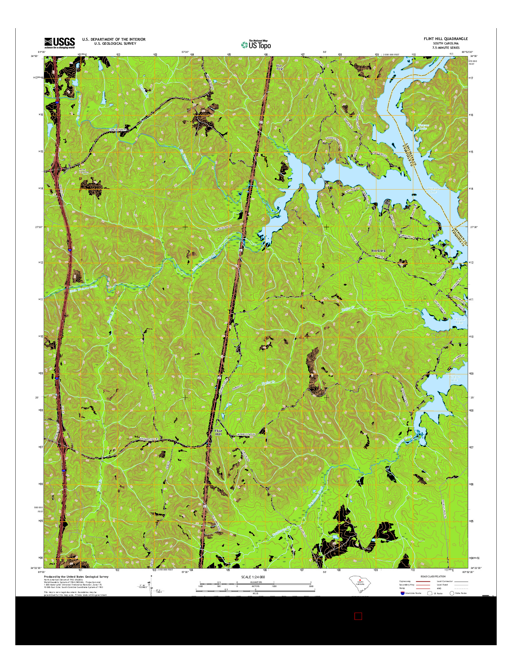 USGS US TOPO 7.5-MINUTE MAP FOR FLINT HILL, SC 2017
