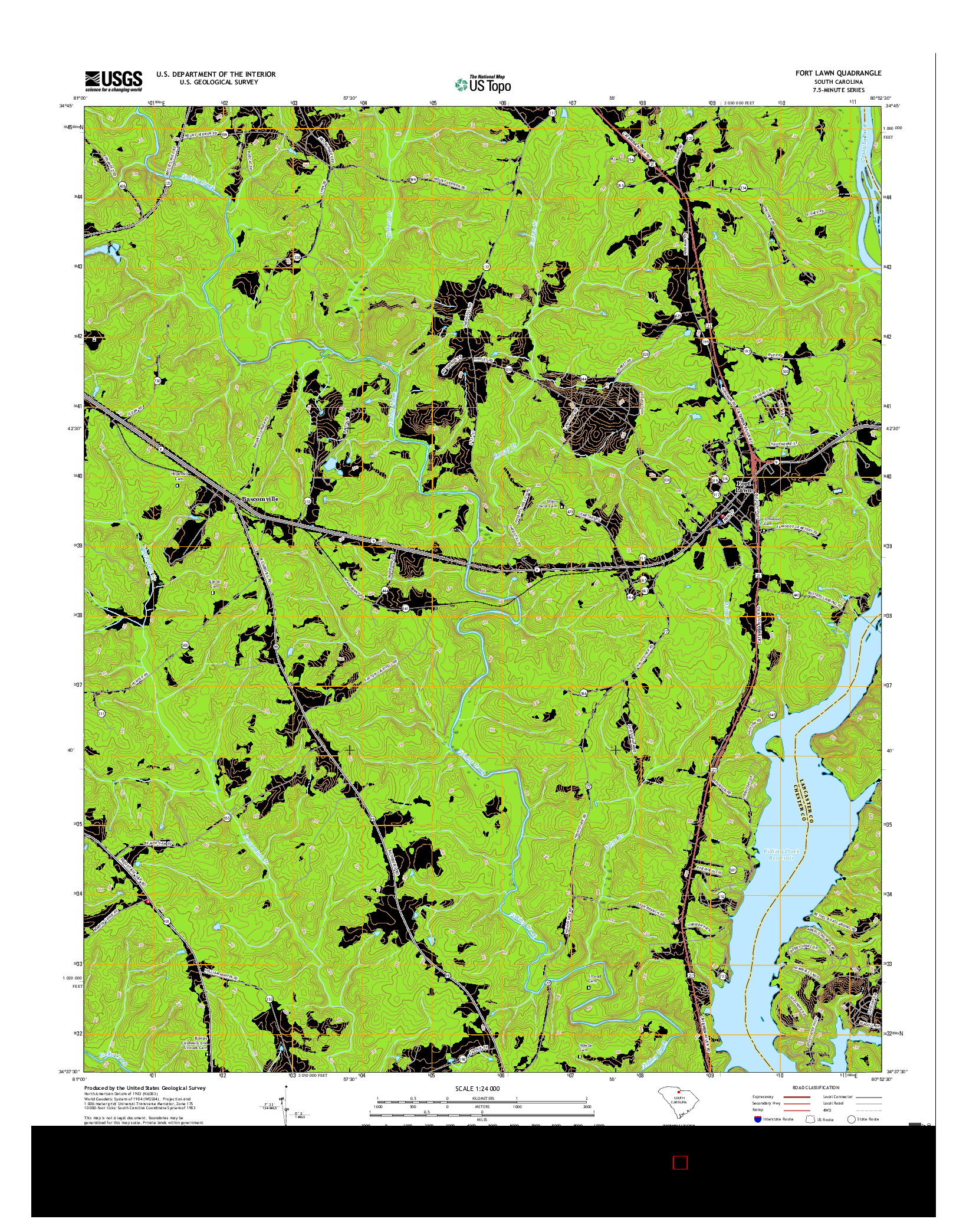 USGS US TOPO 7.5-MINUTE MAP FOR FORT LAWN, SC 2017