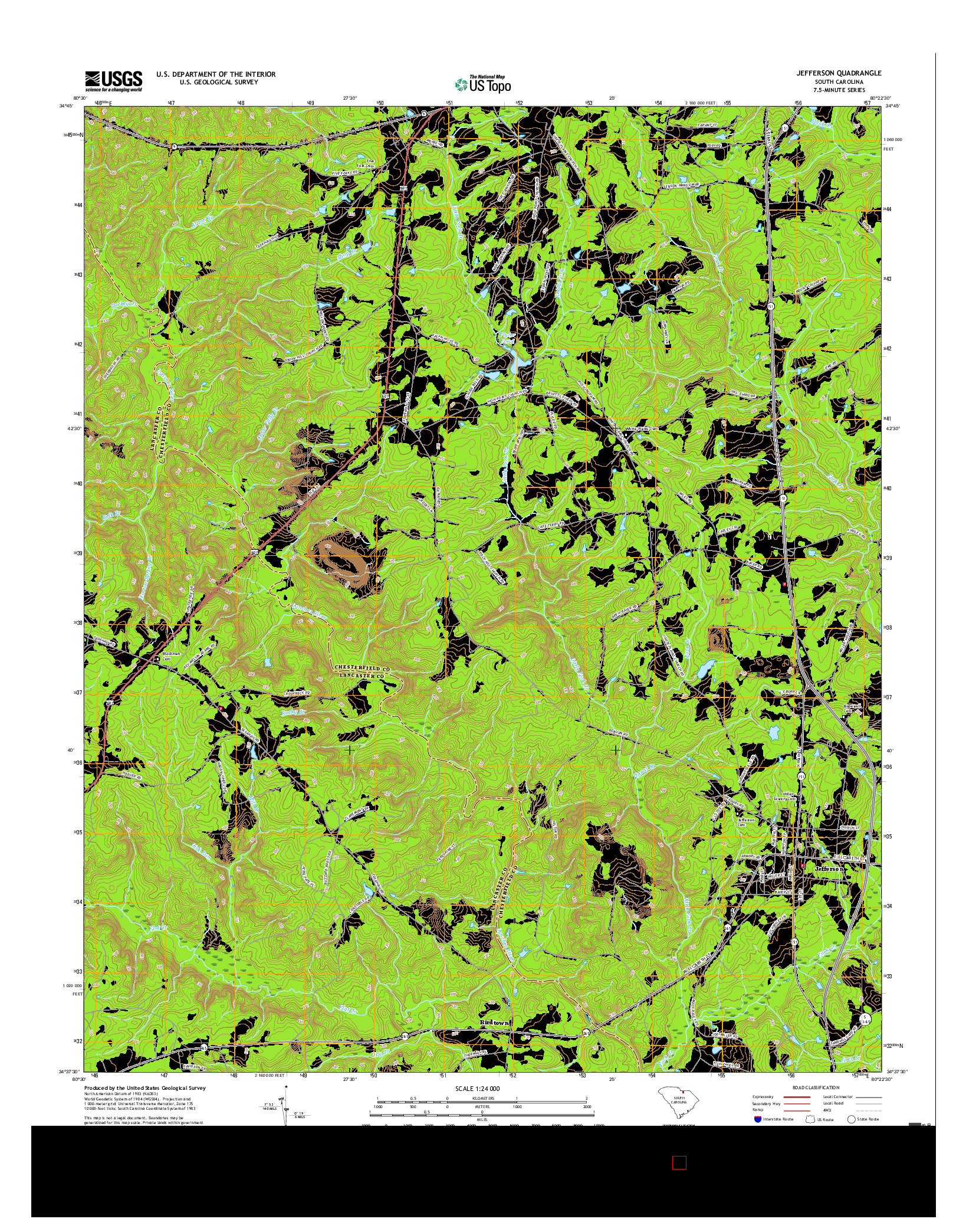 USGS US TOPO 7.5-MINUTE MAP FOR JEFFERSON, SC 2017
