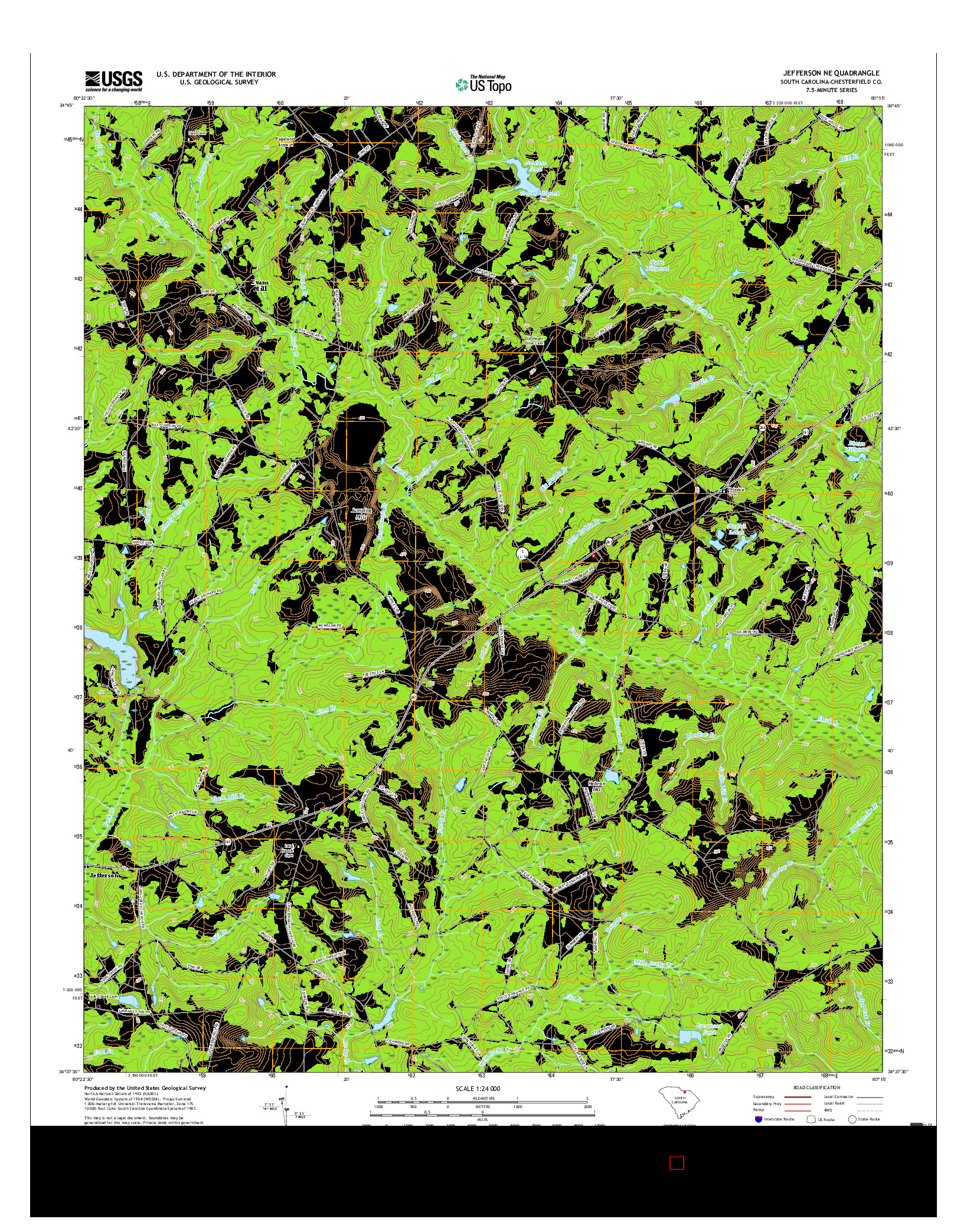 USGS US TOPO 7.5-MINUTE MAP FOR JEFFERSON NE, SC 2017