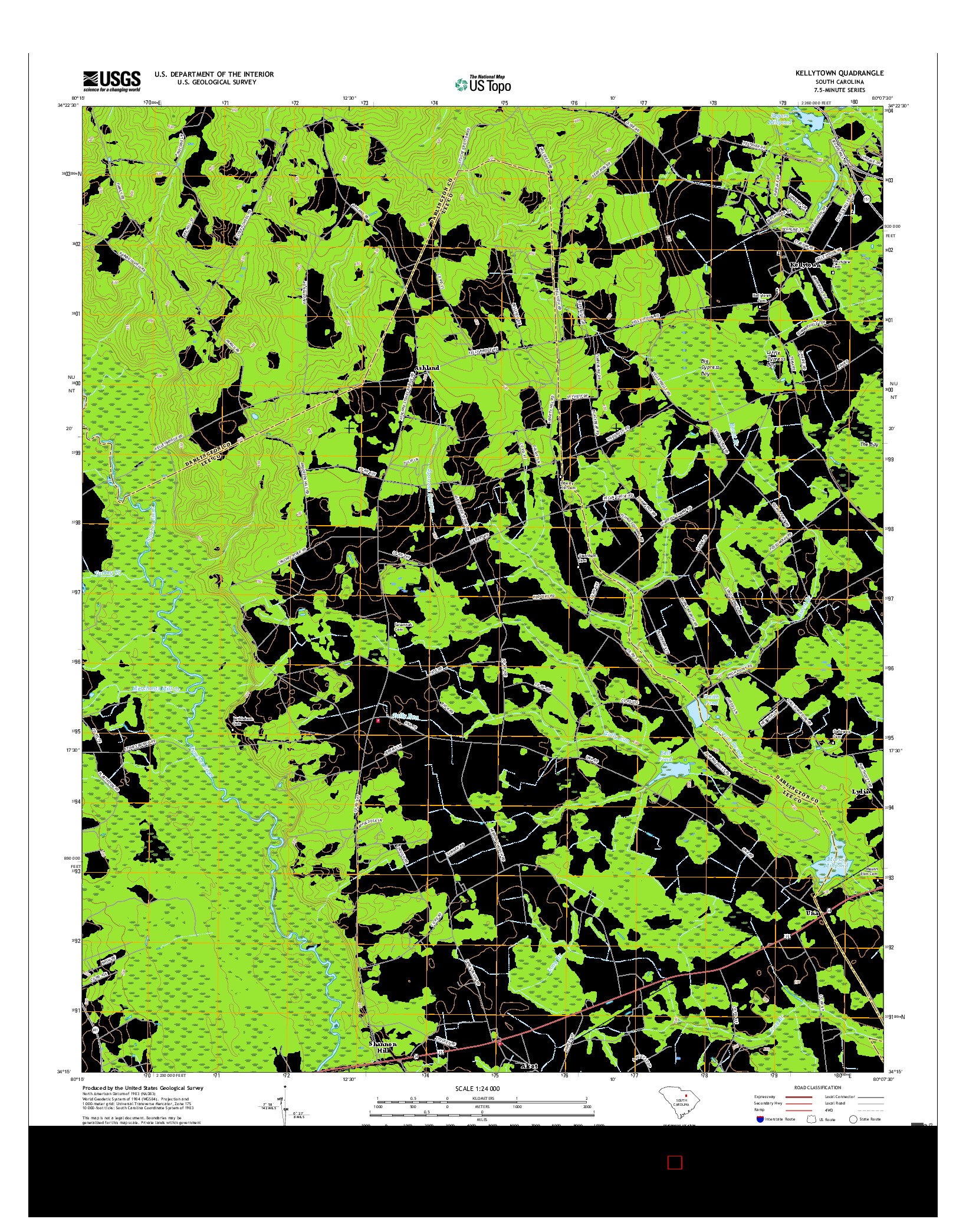 USGS US TOPO 7.5-MINUTE MAP FOR KELLYTOWN, SC 2017