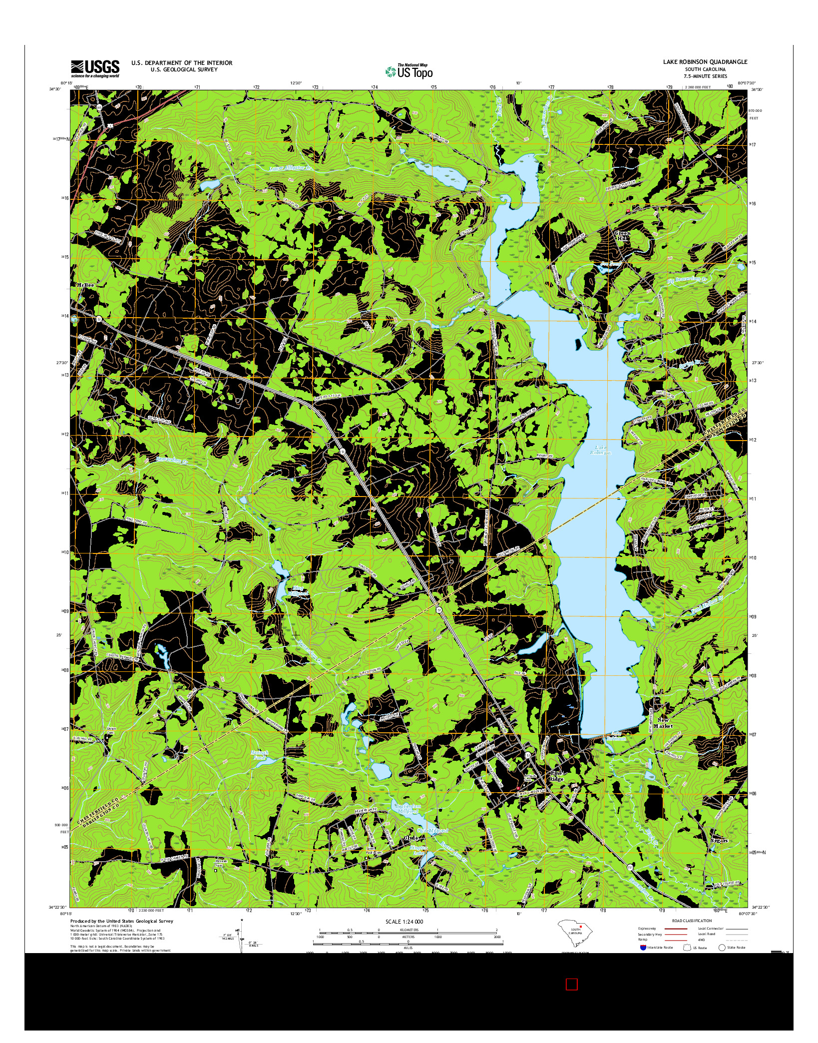 USGS US TOPO 7.5-MINUTE MAP FOR LAKE ROBINSON, SC 2017