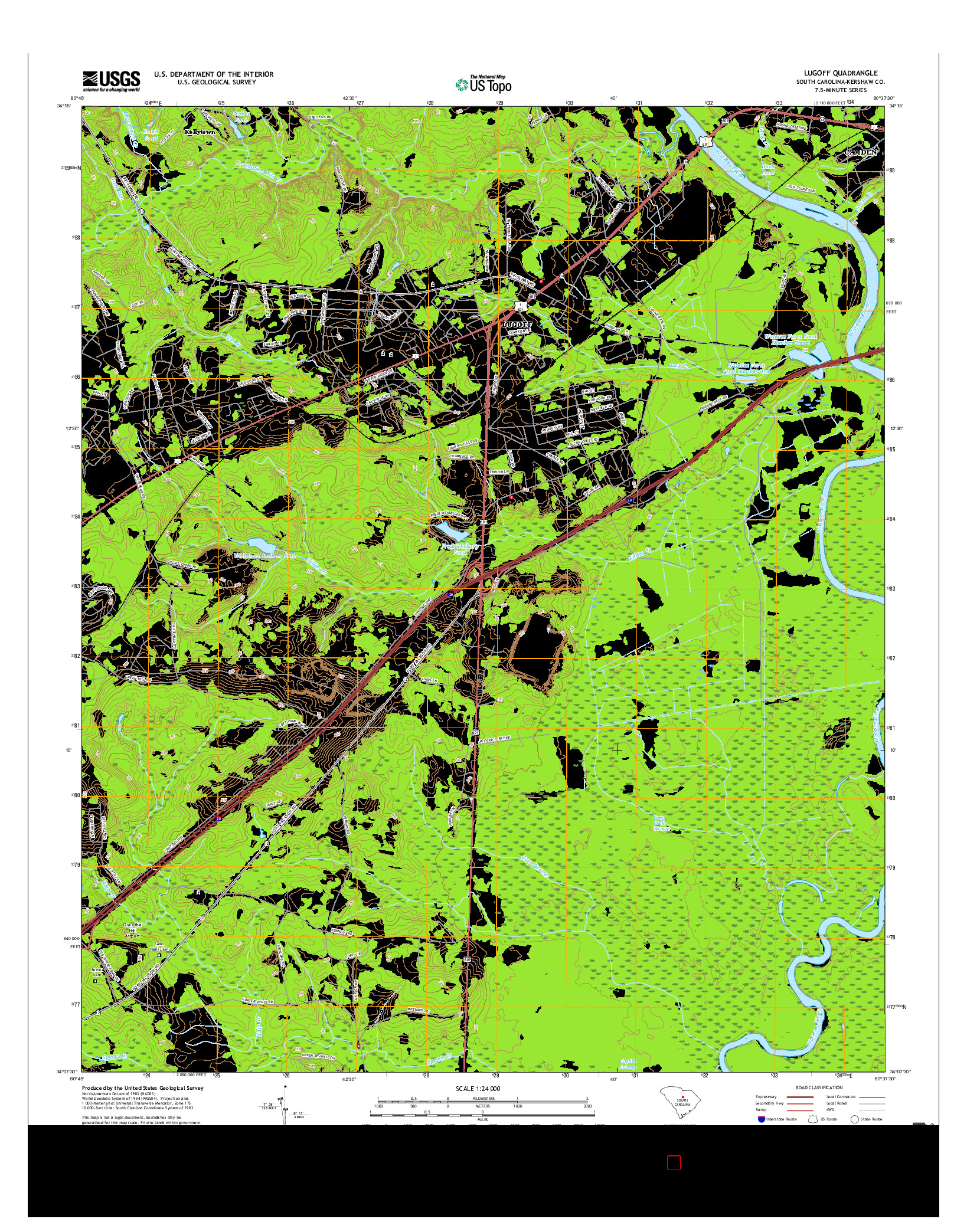 USGS US TOPO 7.5-MINUTE MAP FOR LUGOFF, SC 2017