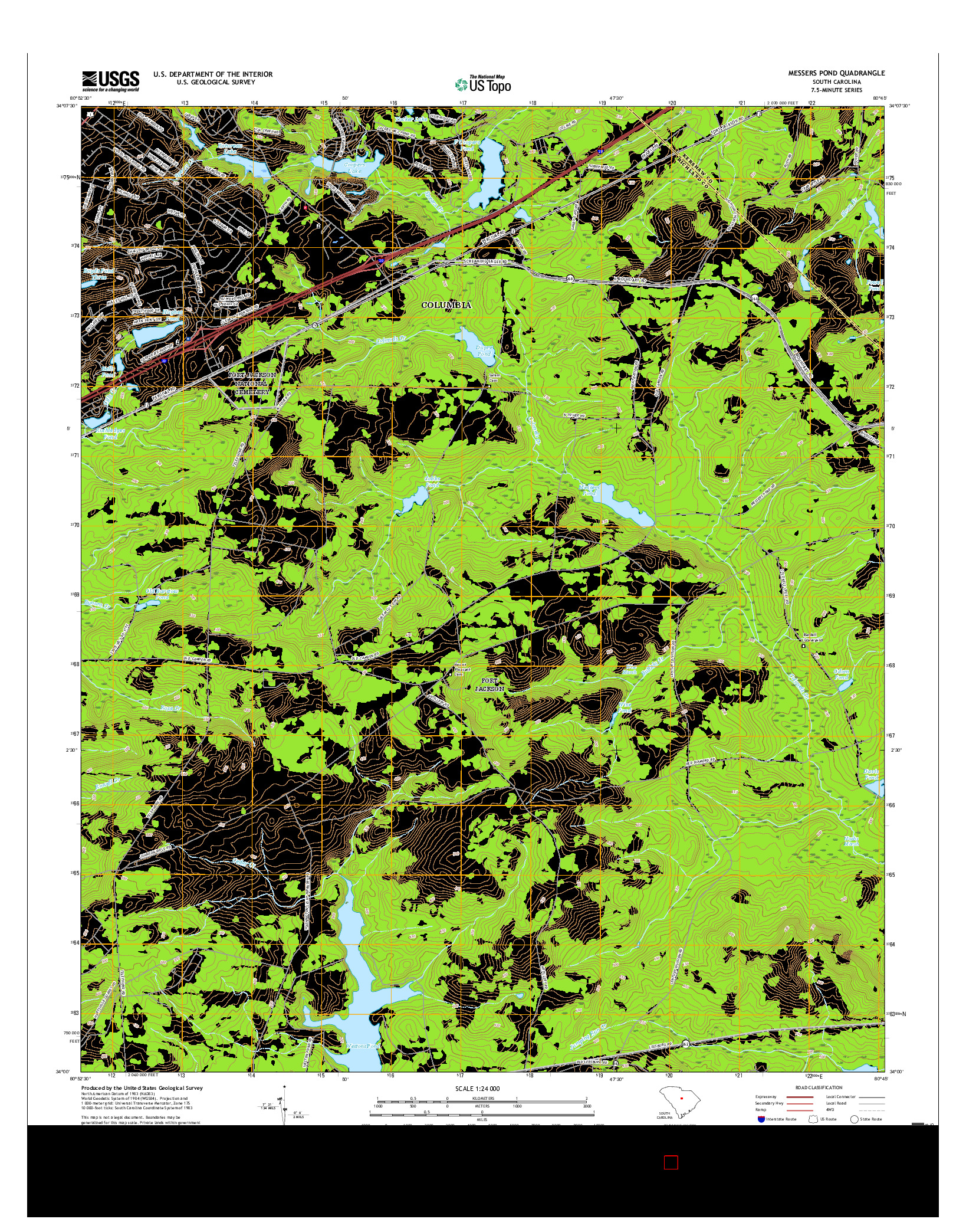 USGS US TOPO 7.5-MINUTE MAP FOR MESSERS POND, SC 2017