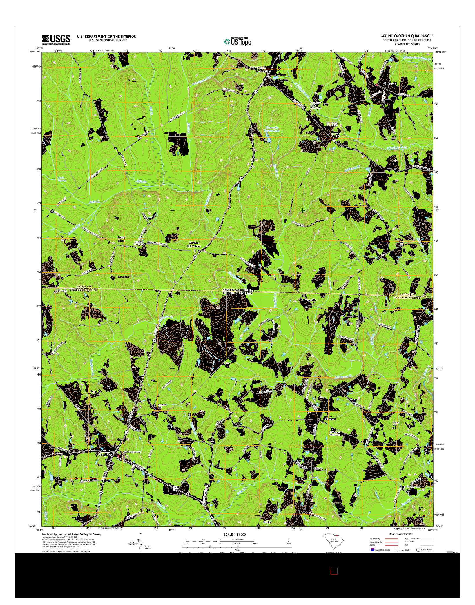 USGS US TOPO 7.5-MINUTE MAP FOR MOUNT CROGHAN, SC-NC 2017