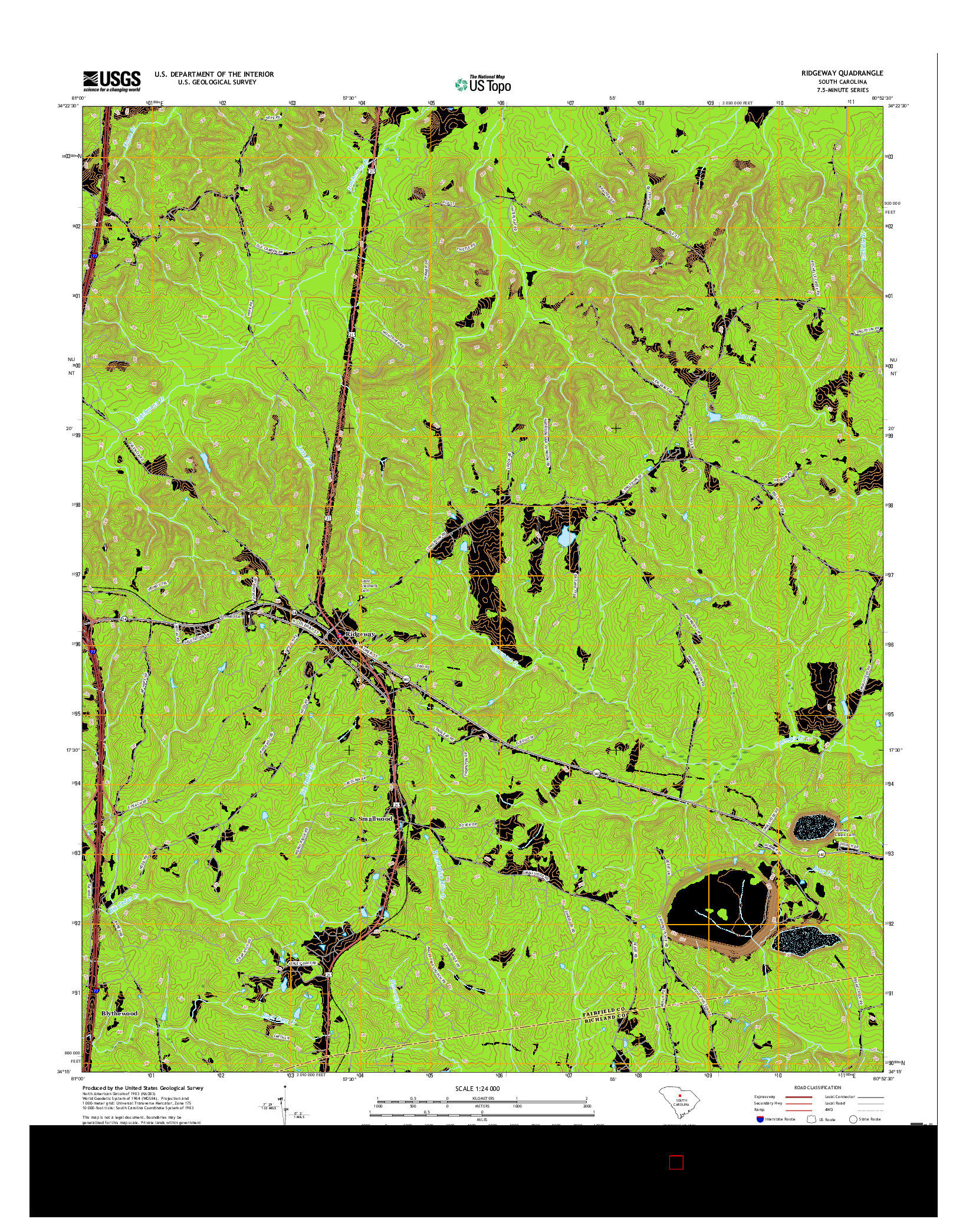 USGS US TOPO 7.5-MINUTE MAP FOR RIDGEWAY, SC 2017