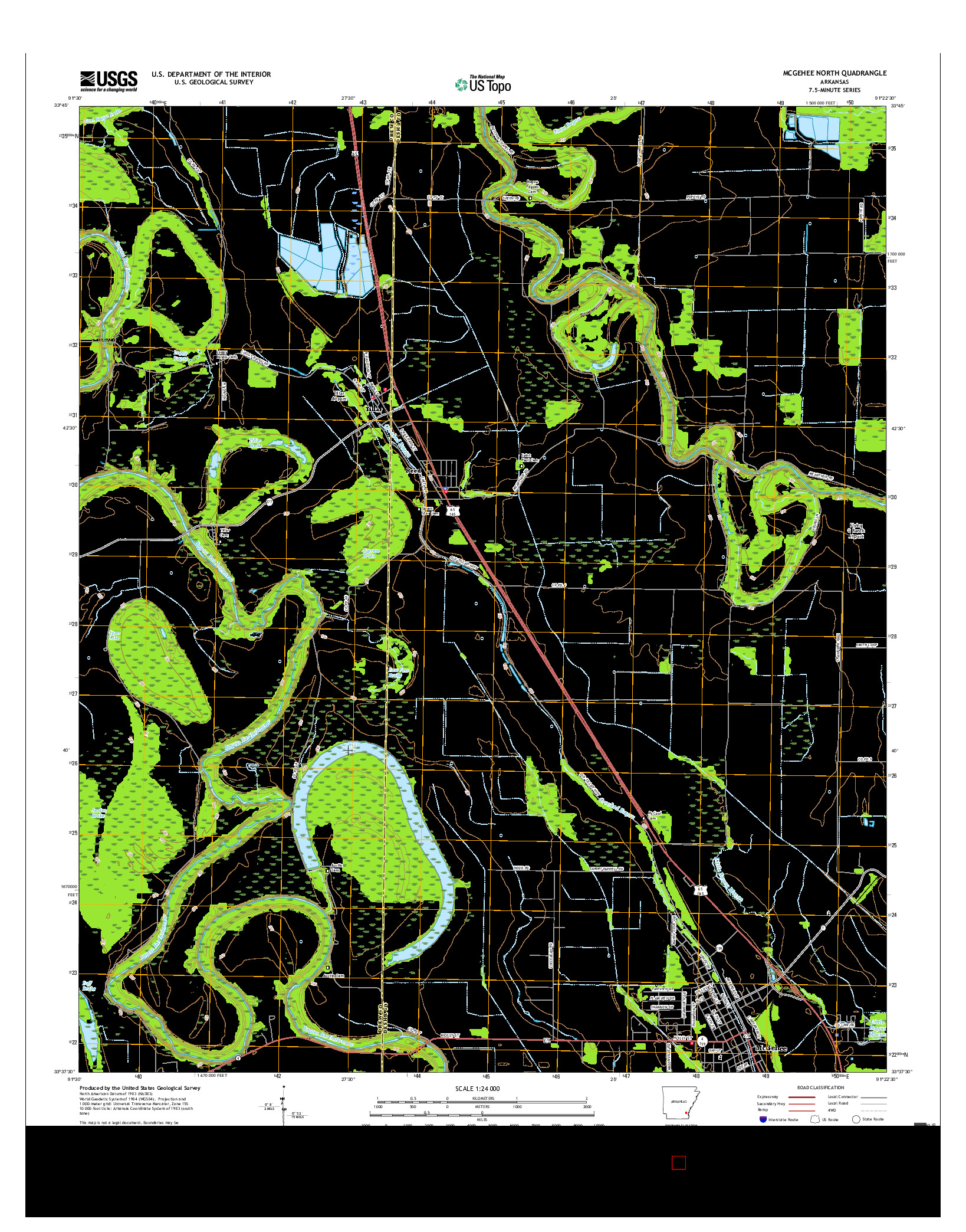 USGS US TOPO 7.5-MINUTE MAP FOR MCGEHEE NORTH, AR 2017