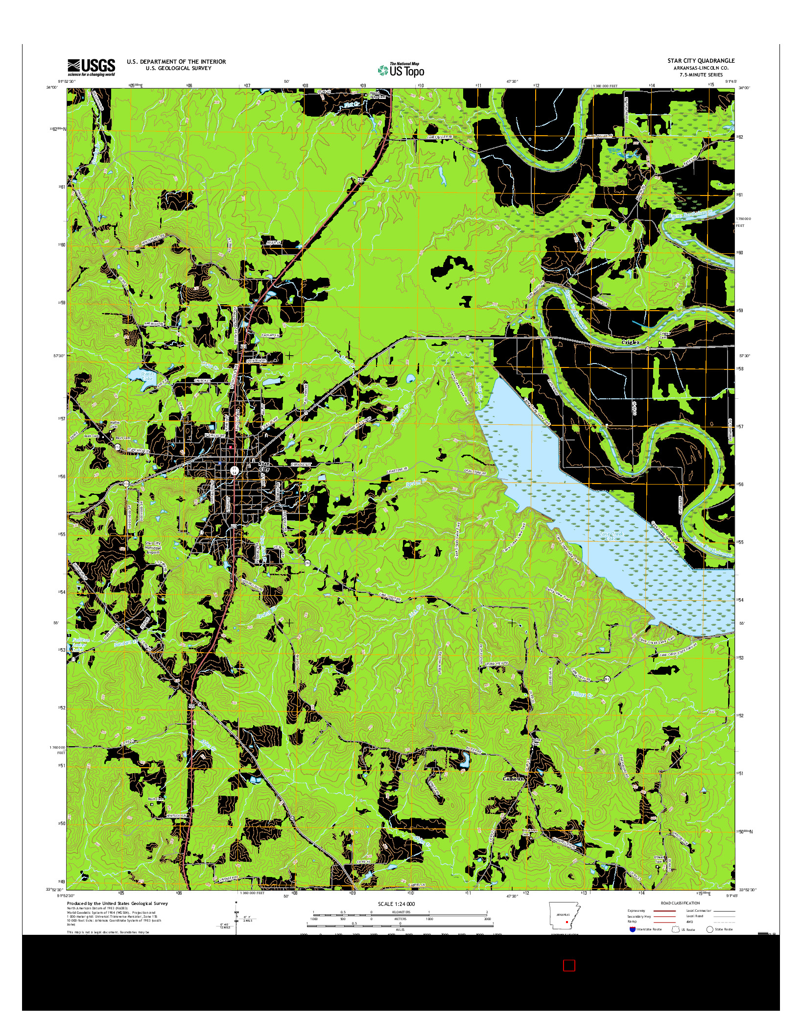 USGS US TOPO 7.5-MINUTE MAP FOR STAR CITY, AR 2017