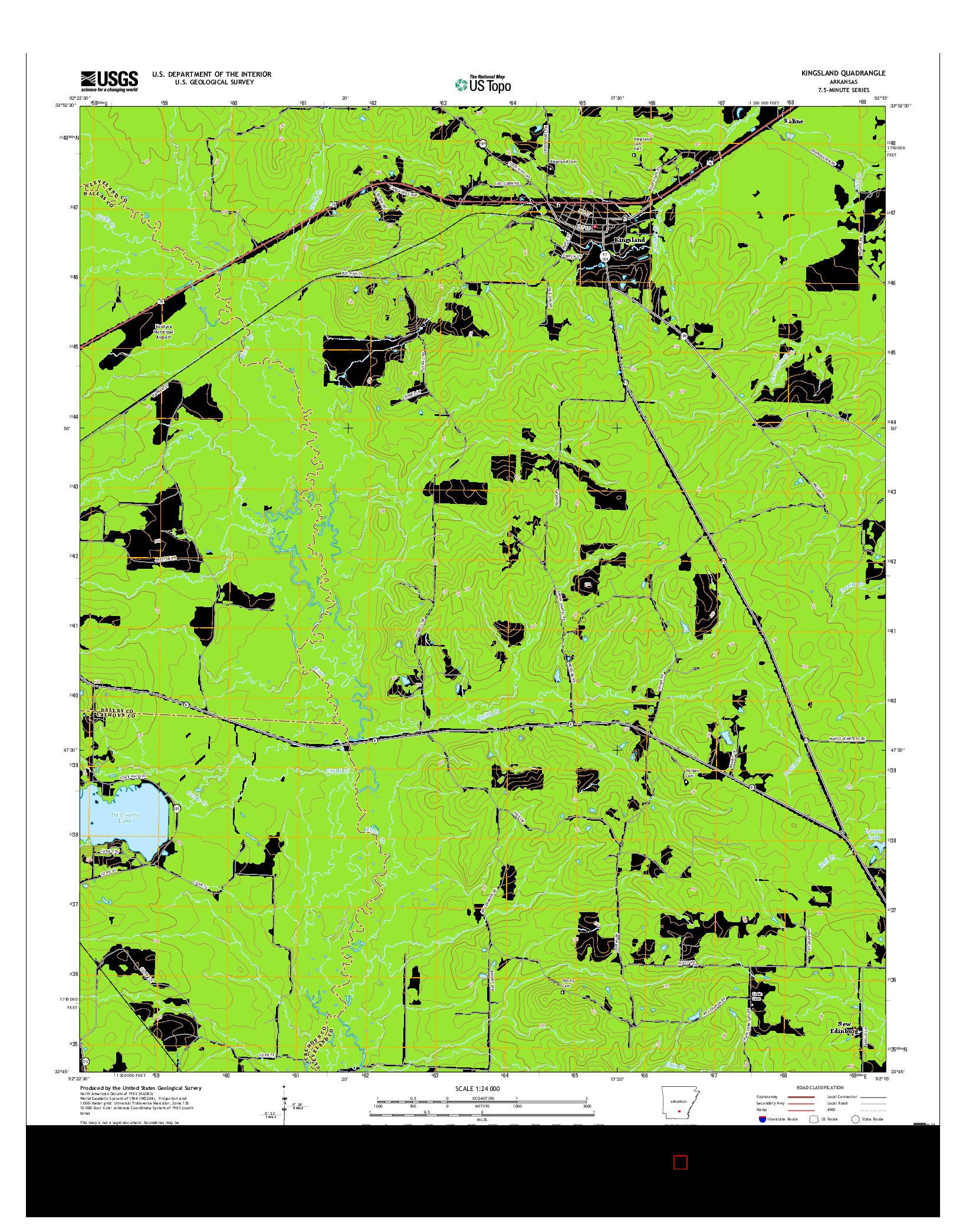 USGS US TOPO 7.5-MINUTE MAP FOR KINGSLAND, AR 2017