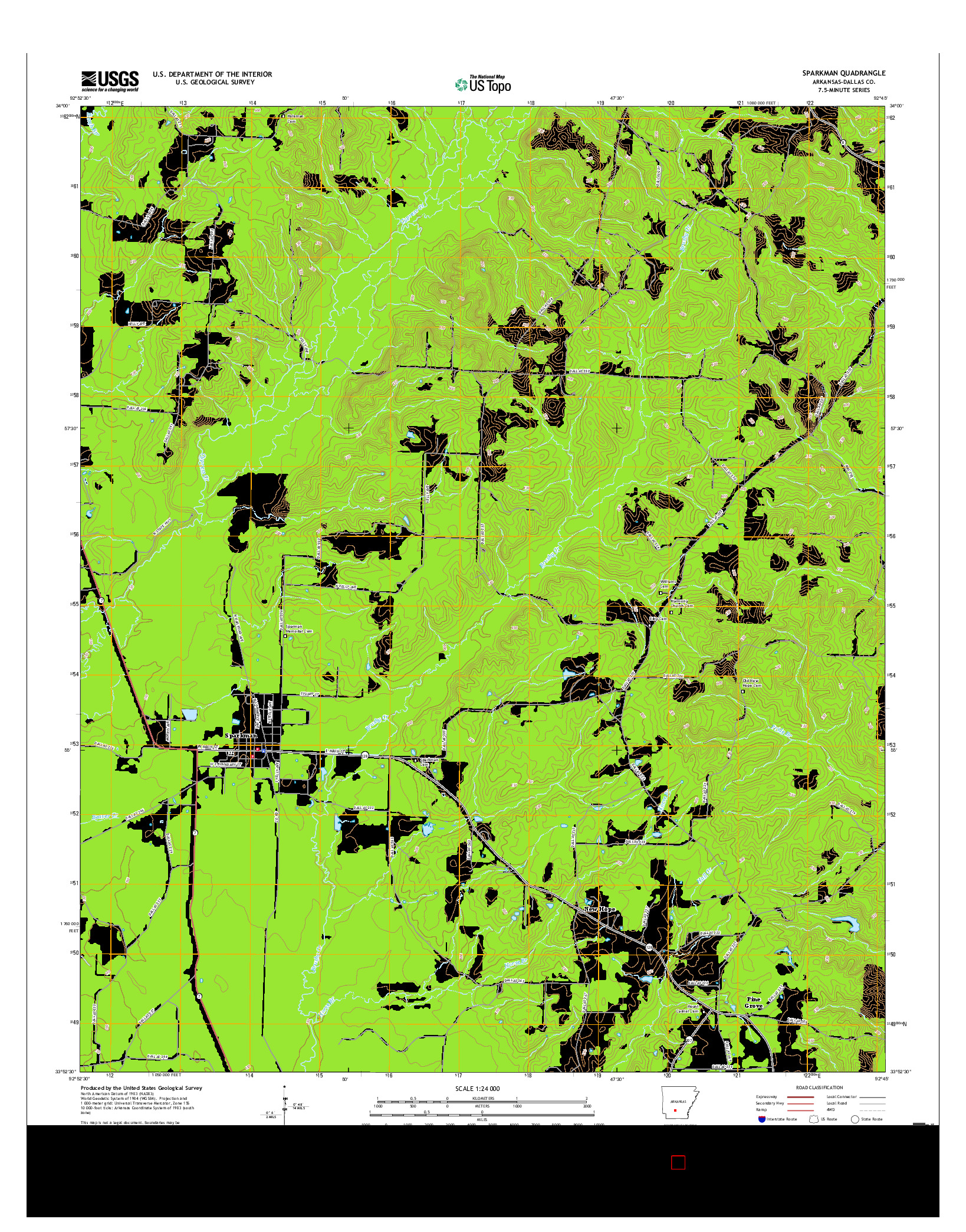 USGS US TOPO 7.5-MINUTE MAP FOR SPARKMAN, AR 2017