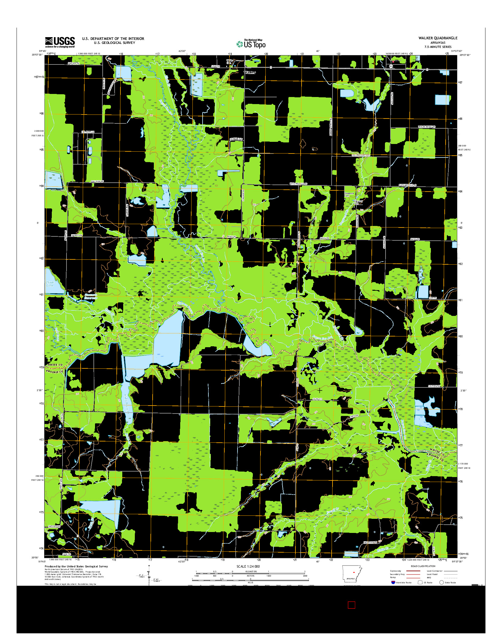 USGS US TOPO 7.5-MINUTE MAP FOR WALKER, AR 2017