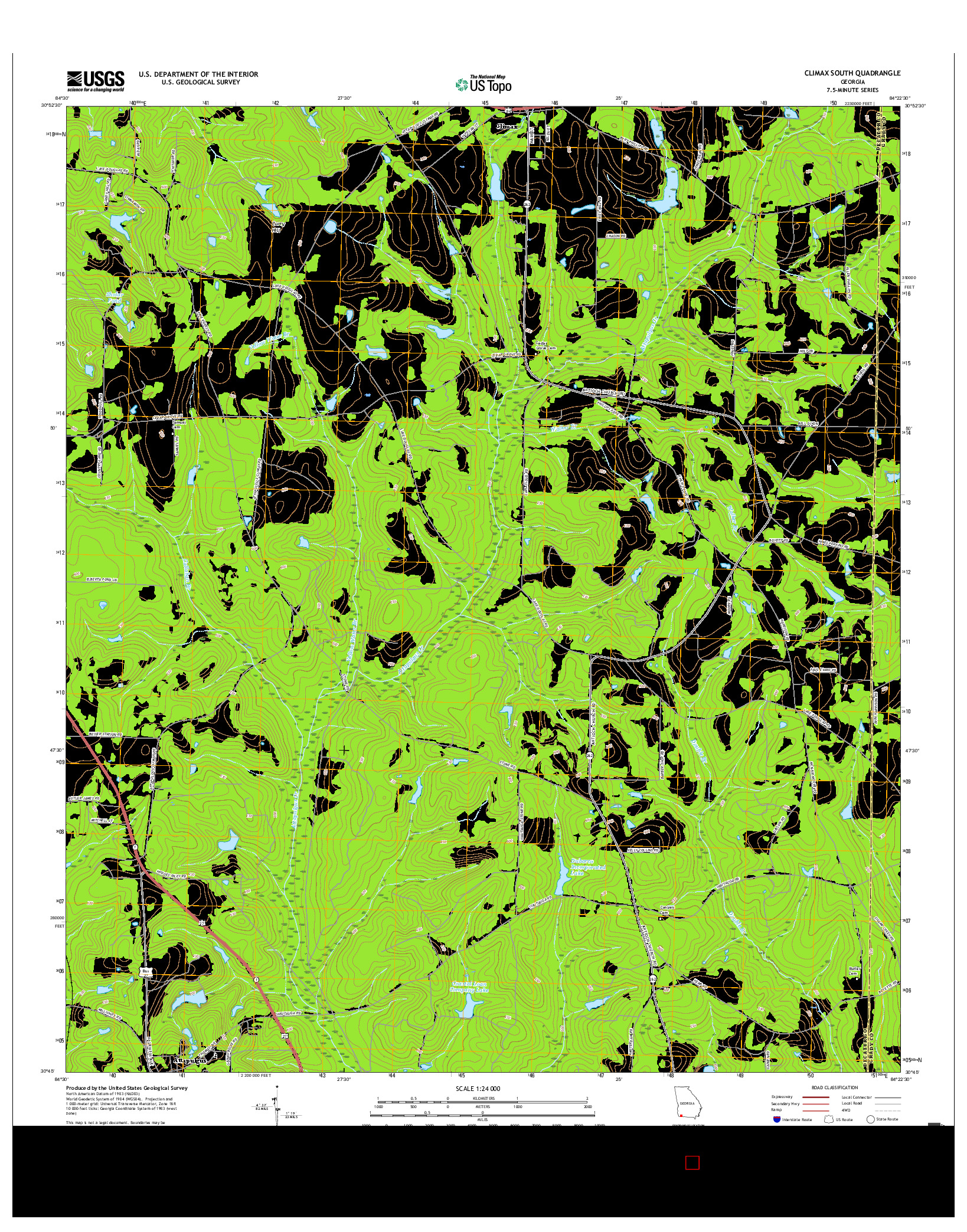 USGS US TOPO 7.5-MINUTE MAP FOR CLIMAX SOUTH, GA 2017