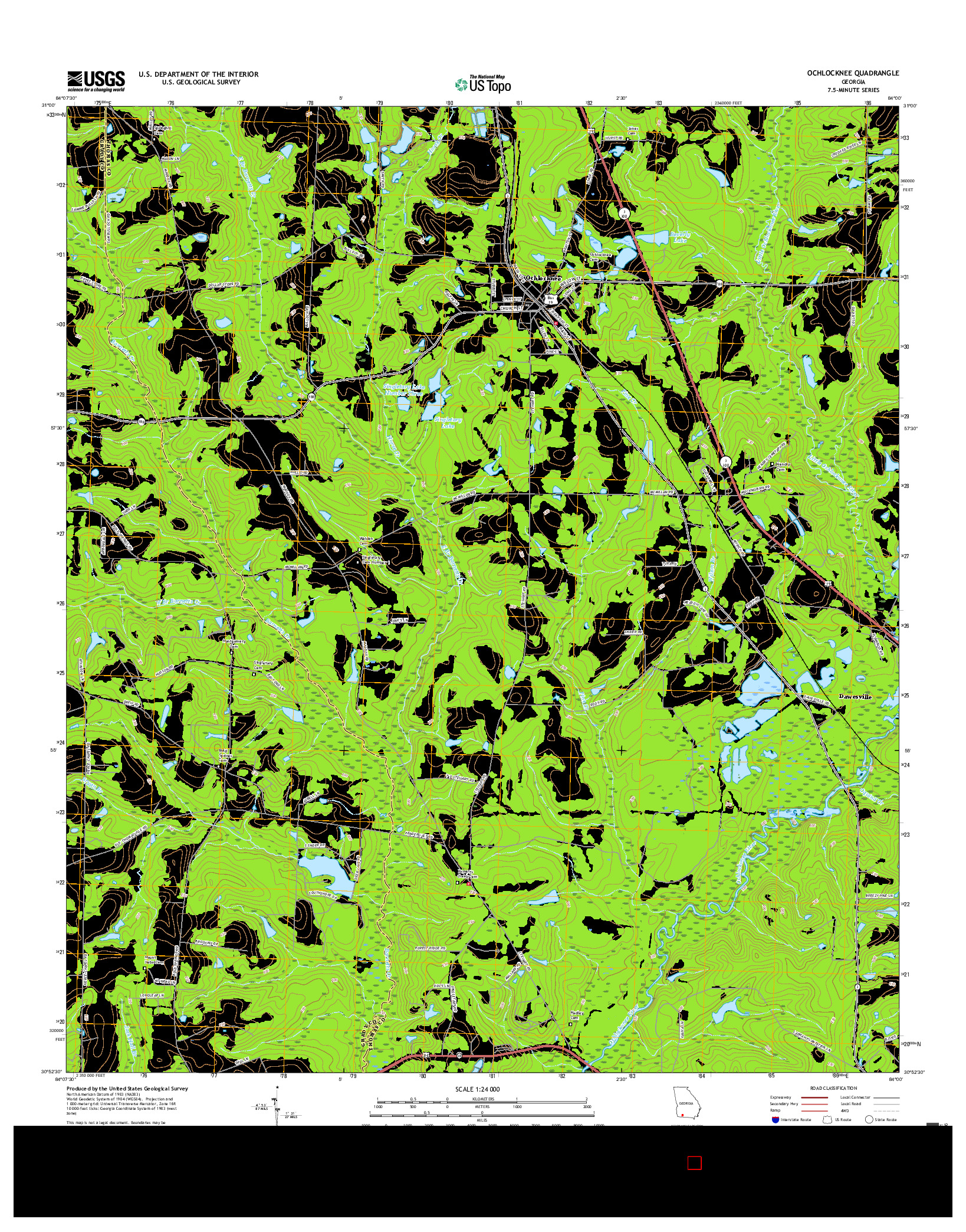 USGS US TOPO 7.5-MINUTE MAP FOR OCHLOCKNEE, GA 2017