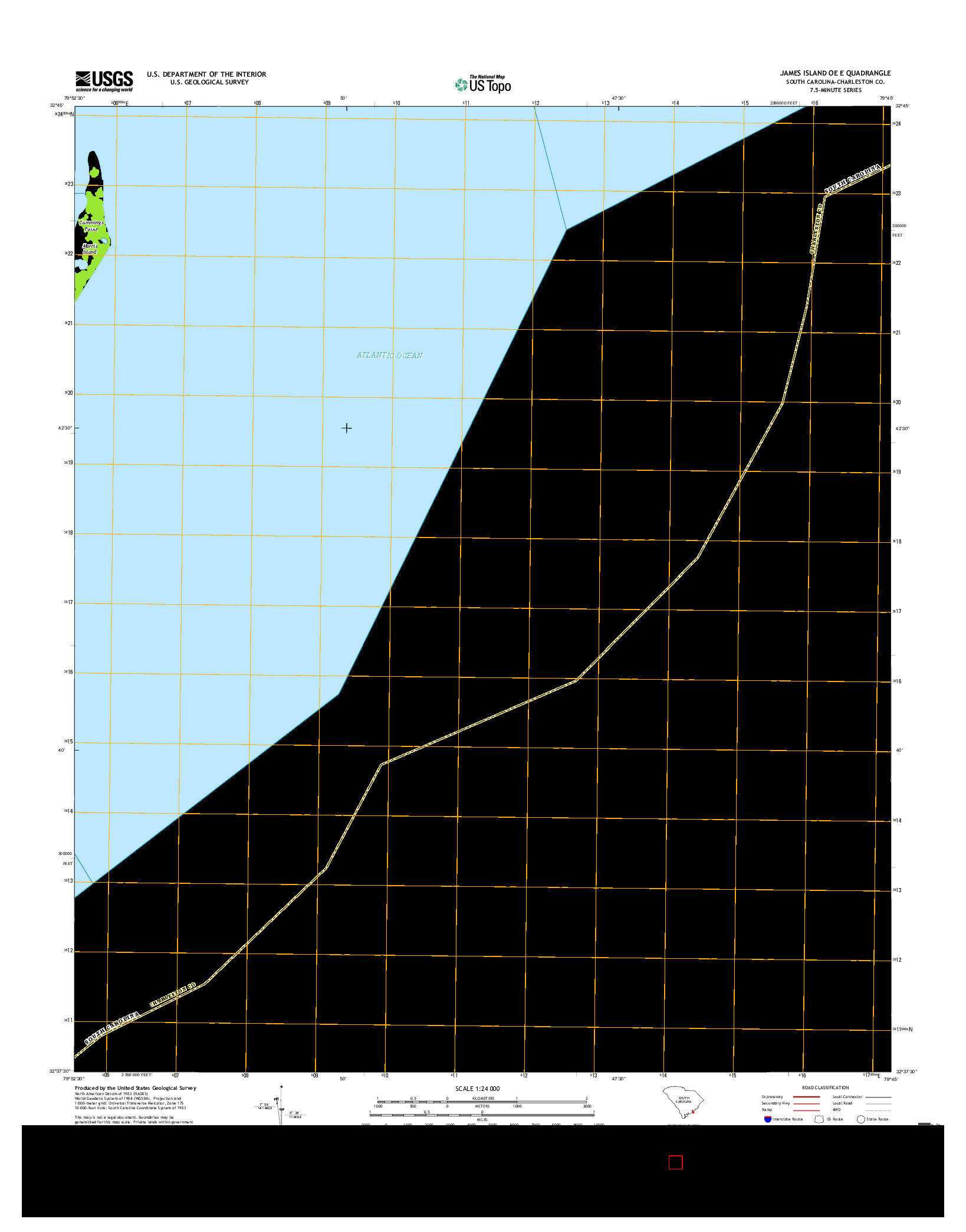 USGS US TOPO 7.5-MINUTE MAP FOR JAMES ISLAND OE E, SC 2017