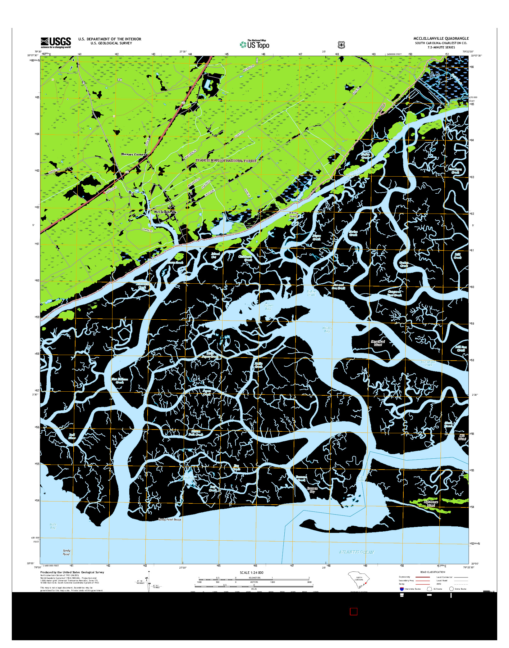 USGS US TOPO 7.5-MINUTE MAP FOR MCCLELLANVILLE, SC 2017