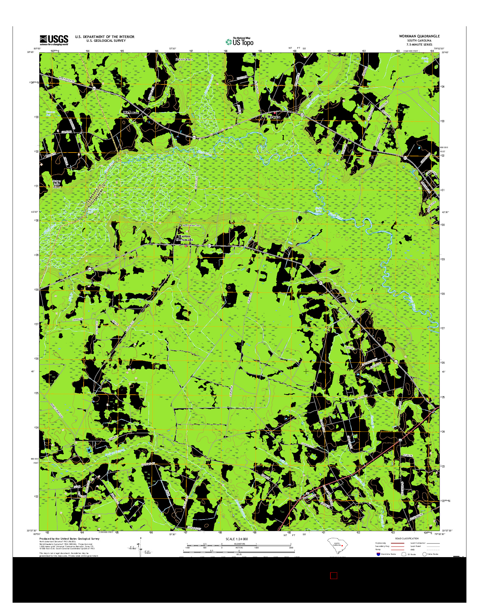 USGS US TOPO 7.5-MINUTE MAP FOR WORKMAN, SC 2017