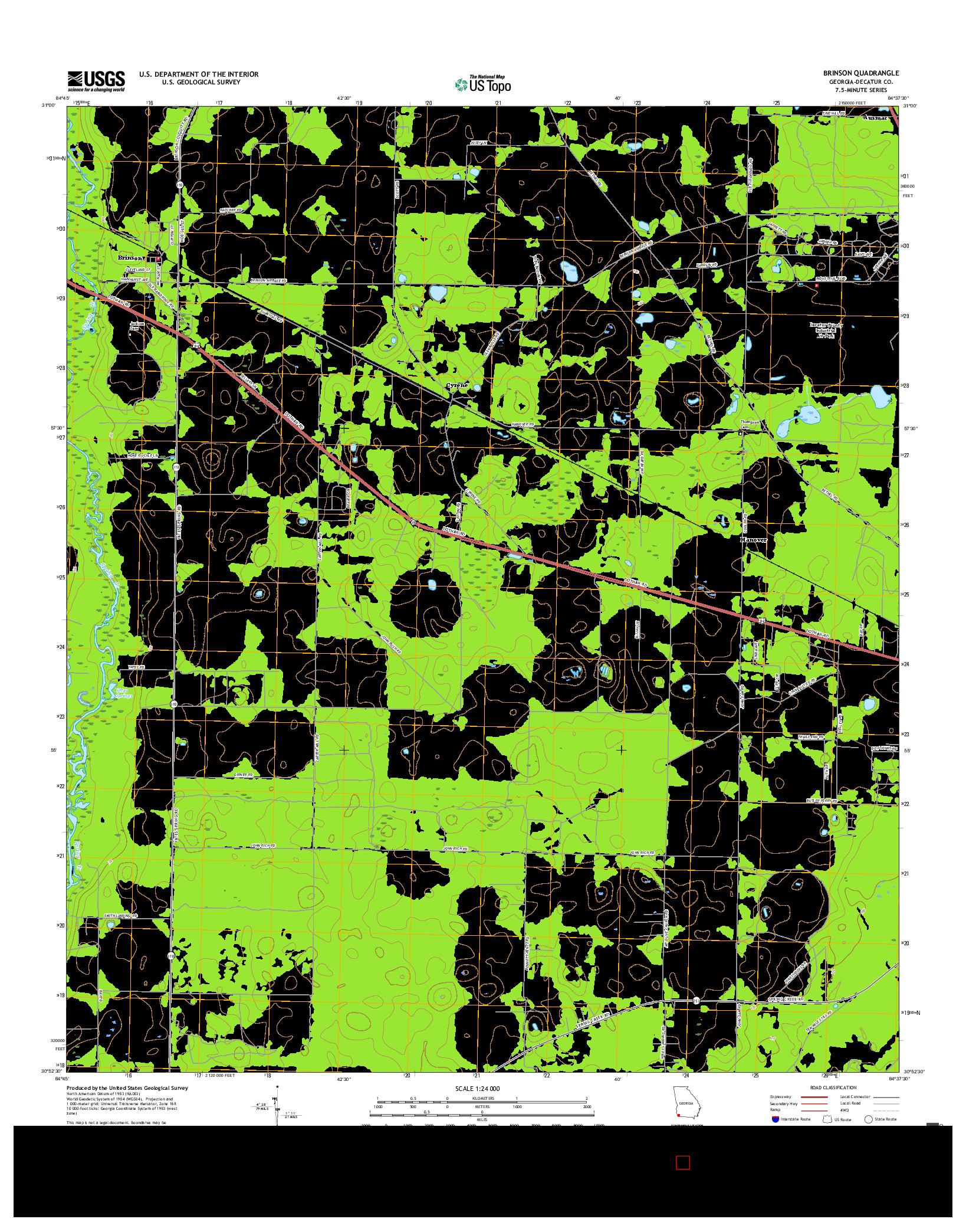 USGS US TOPO 7.5-MINUTE MAP FOR BRINSON, GA 2017