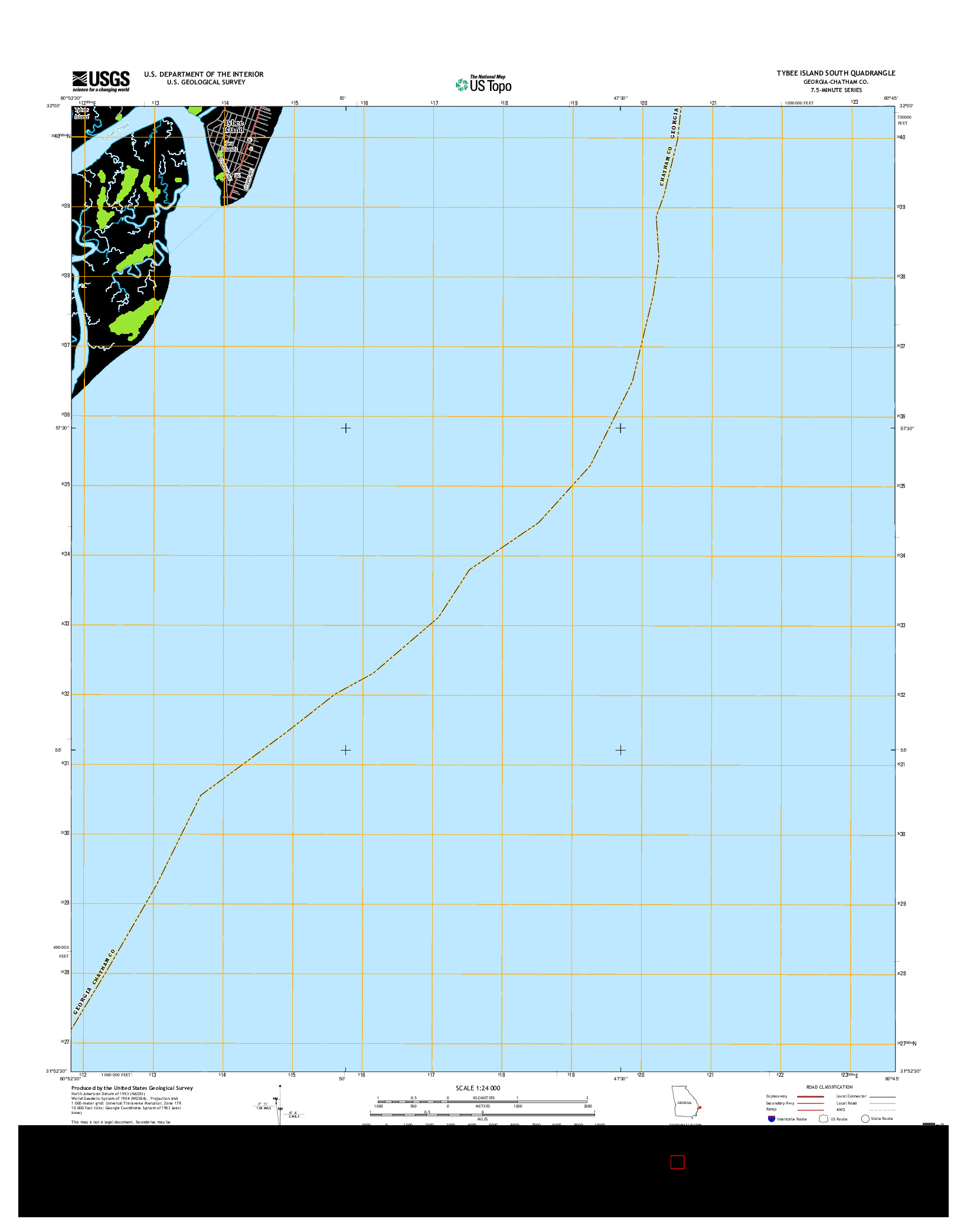 USGS US TOPO 7.5-MINUTE MAP FOR TYBEE ISLAND SOUTH, GA 2017