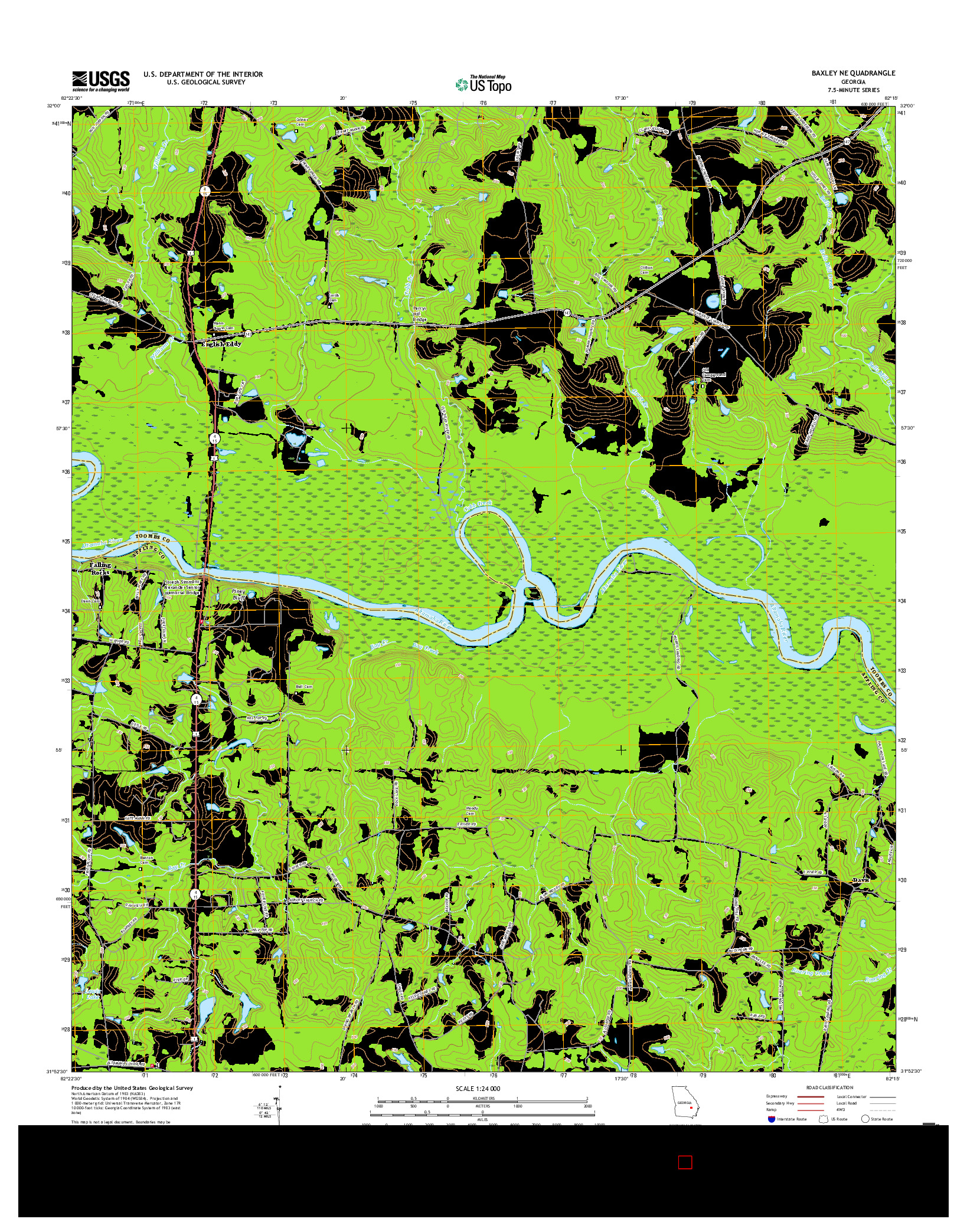 USGS US TOPO 7.5-MINUTE MAP FOR BAXLEY NE, GA 2017
