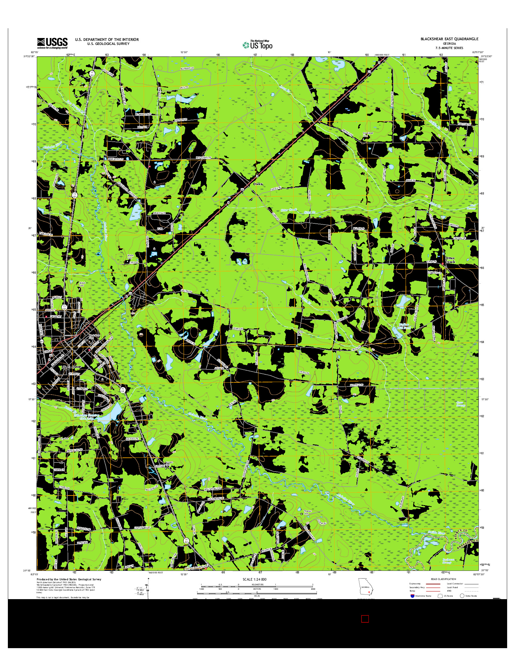 USGS US TOPO 7.5-MINUTE MAP FOR BLACKSHEAR EAST, GA 2017