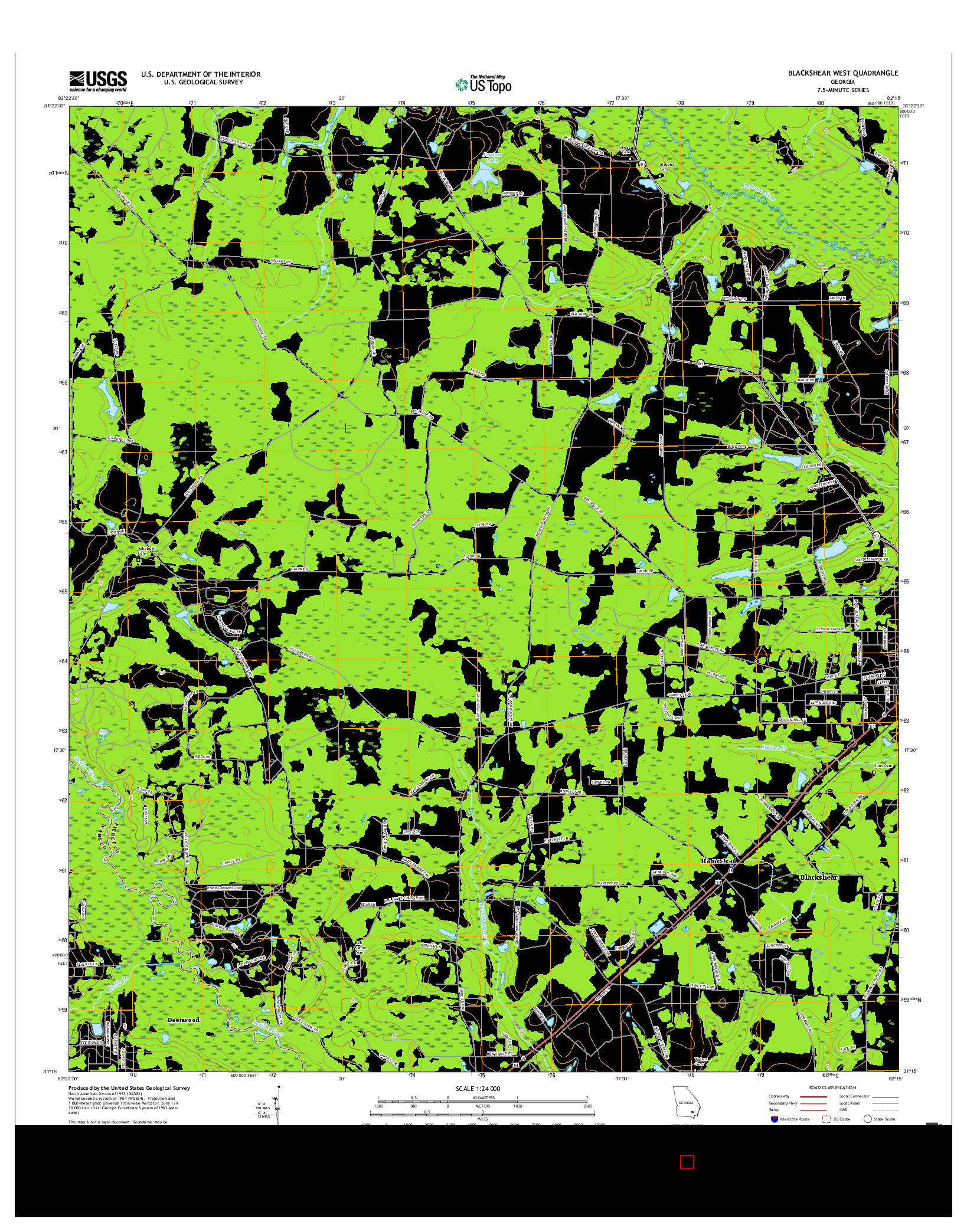 USGS US TOPO 7.5-MINUTE MAP FOR BLACKSHEAR WEST, GA 2017